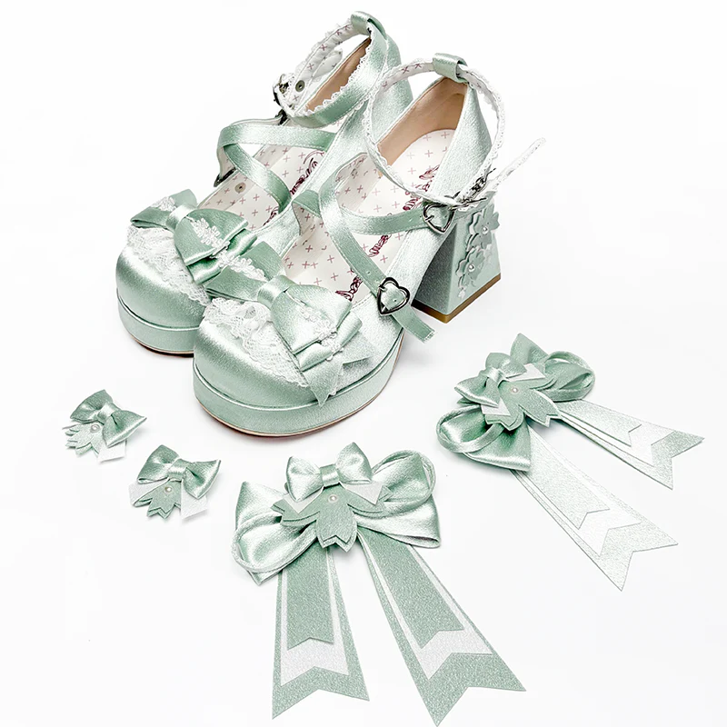 Sakura Oath - Sweet Lolita Chunky Heel, 3D Floral Decoration - Image 30