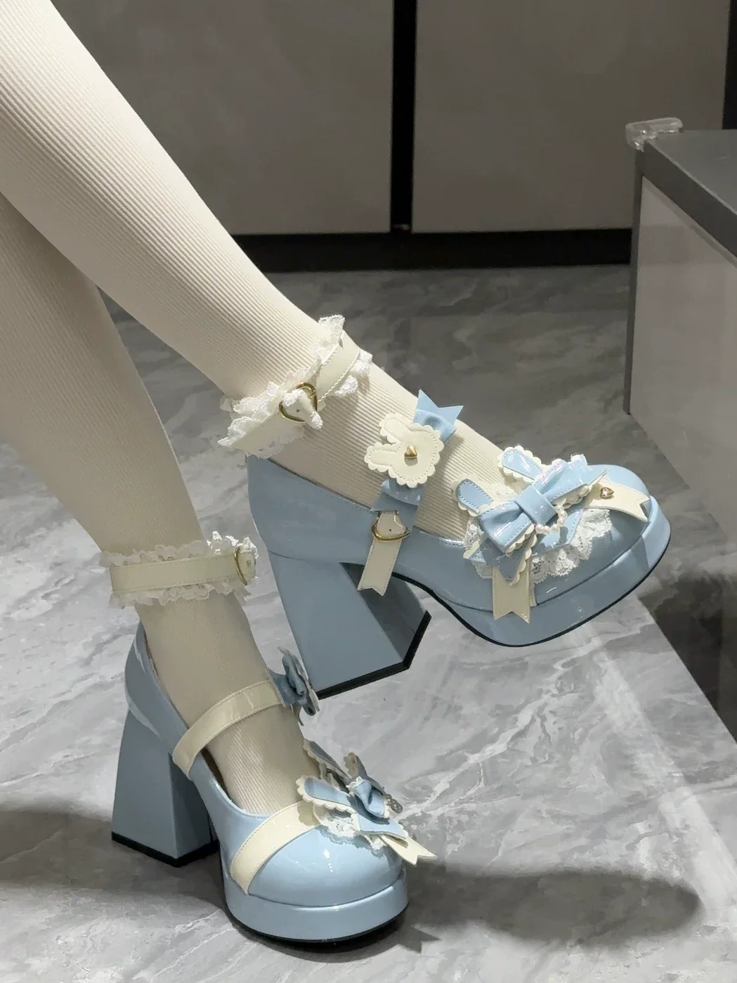 Sweet Bunny Tea Party - Sweet Lolita Chunky Heels Shoes, Bunny-ear Bow Decoration - Image 11