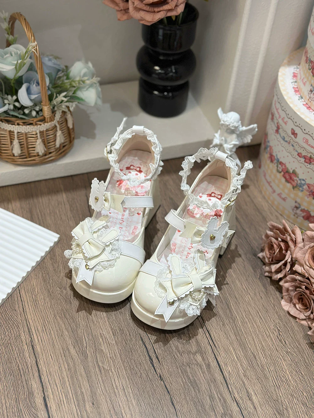 Sweet Bunny Tea Party - Sweet Lolita Chunky Heels Shoes, Bunny-ear Bow Decoration - Image 12