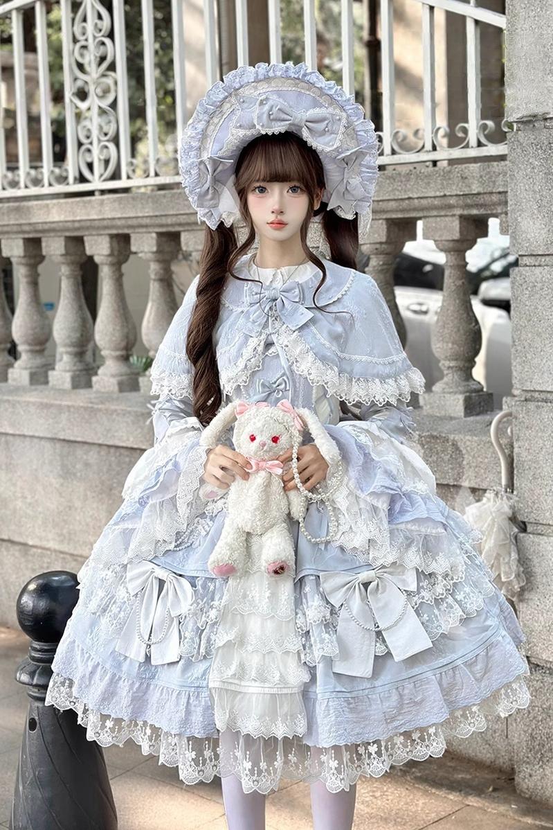 Peach Bunny - Sakura Love - Sweet Lolita Cloak, Detachable Bow - Image 4