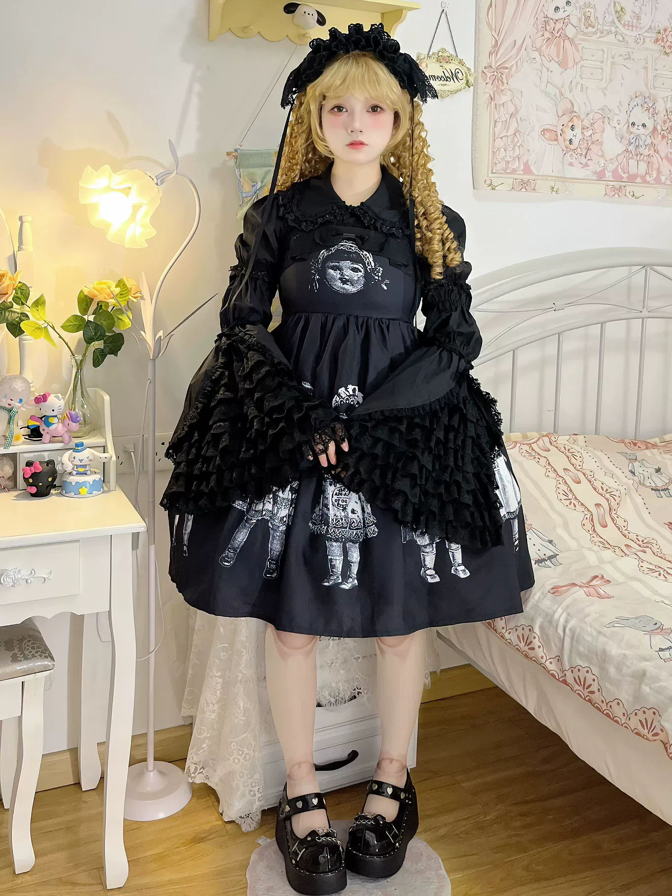 Sweet Lolita Cotton Shirt, Detachable Hime Sleeves - Image 9