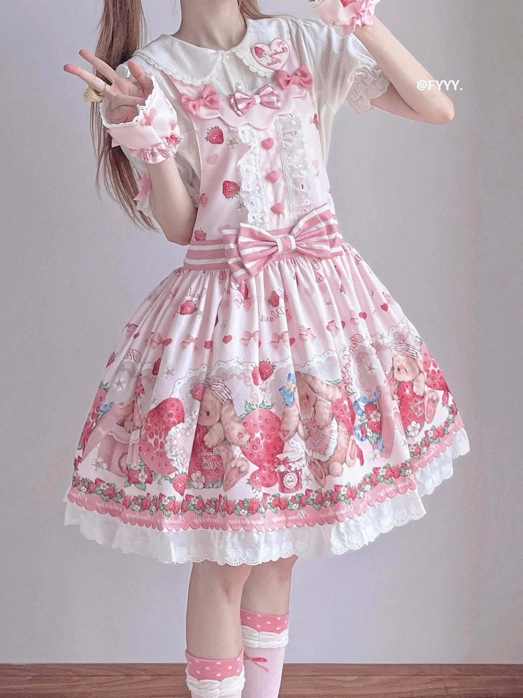 Rabbit Berry Gift Box - Sweet Lolita Cotton Shirt, Peter Pan Collar - Image 13