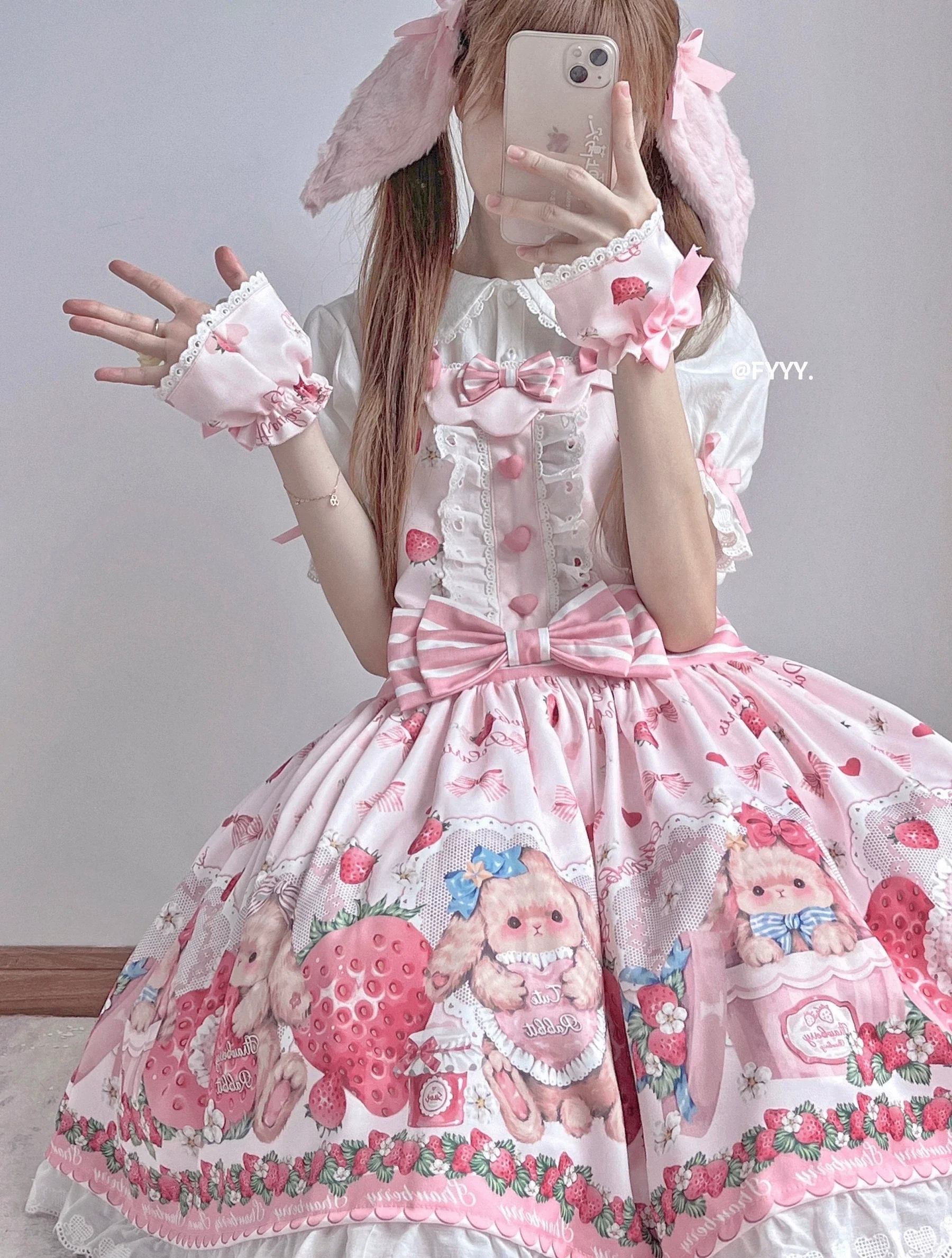 Rabbit Berry Gift Box - Sweet Lolita Cotton Shirt, Peter Pan Collar - Image 14