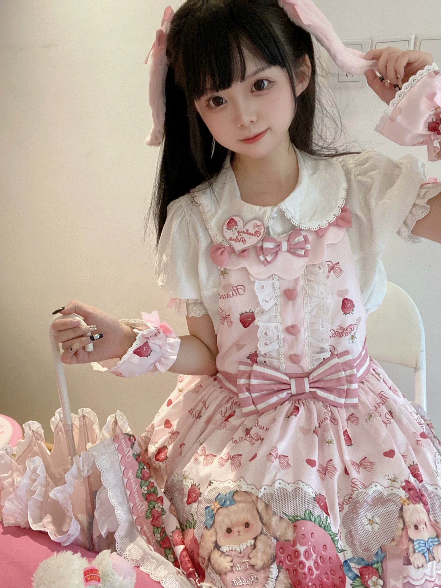 Rabbit Berry Gift Box - Sweet Lolita Cotton Shirt, Peter Pan Collar - Image 18
