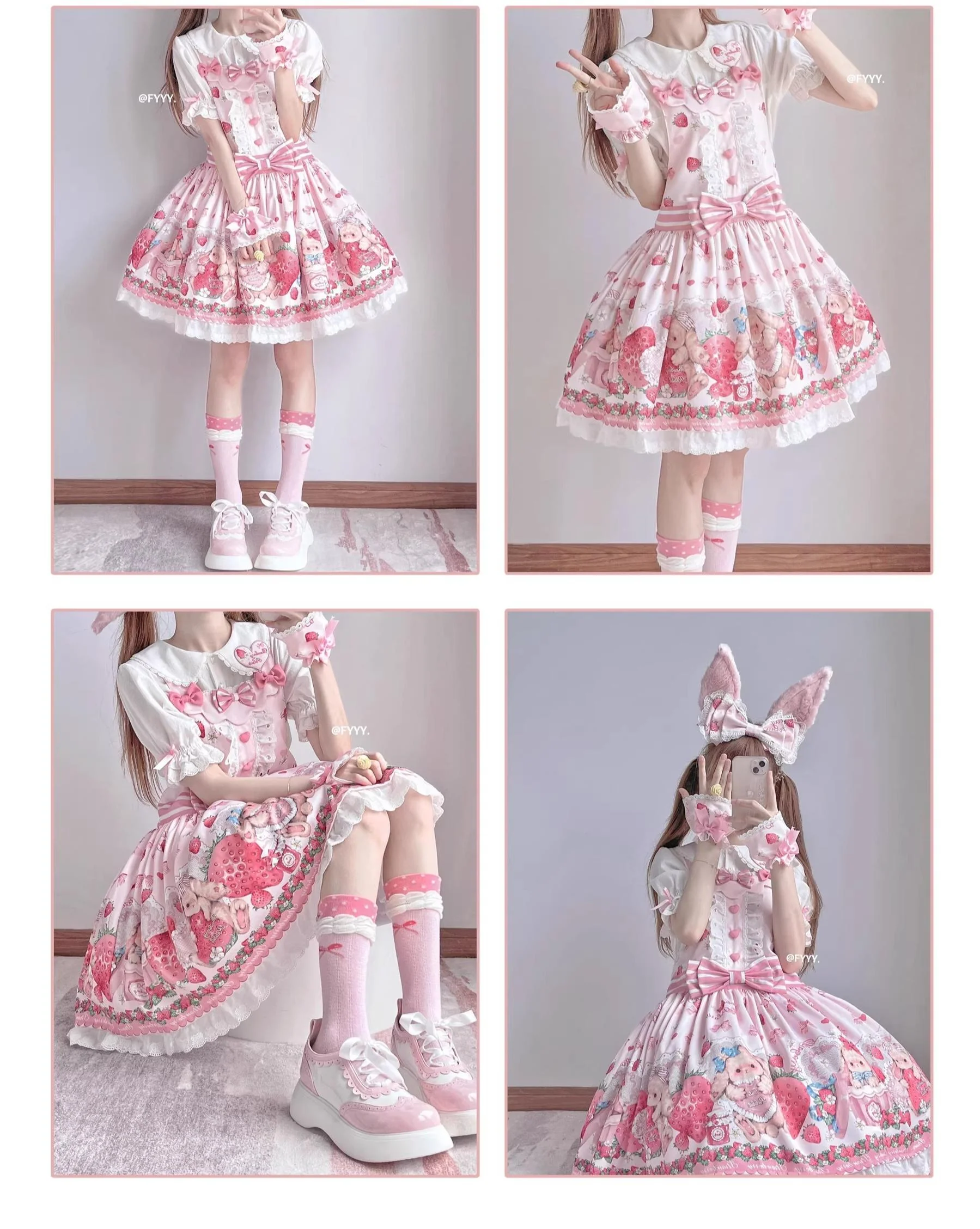 Rabbit Berry Gift Box - Sweet Lolita Cotton Shirt, Peter Pan Collar - Image 28