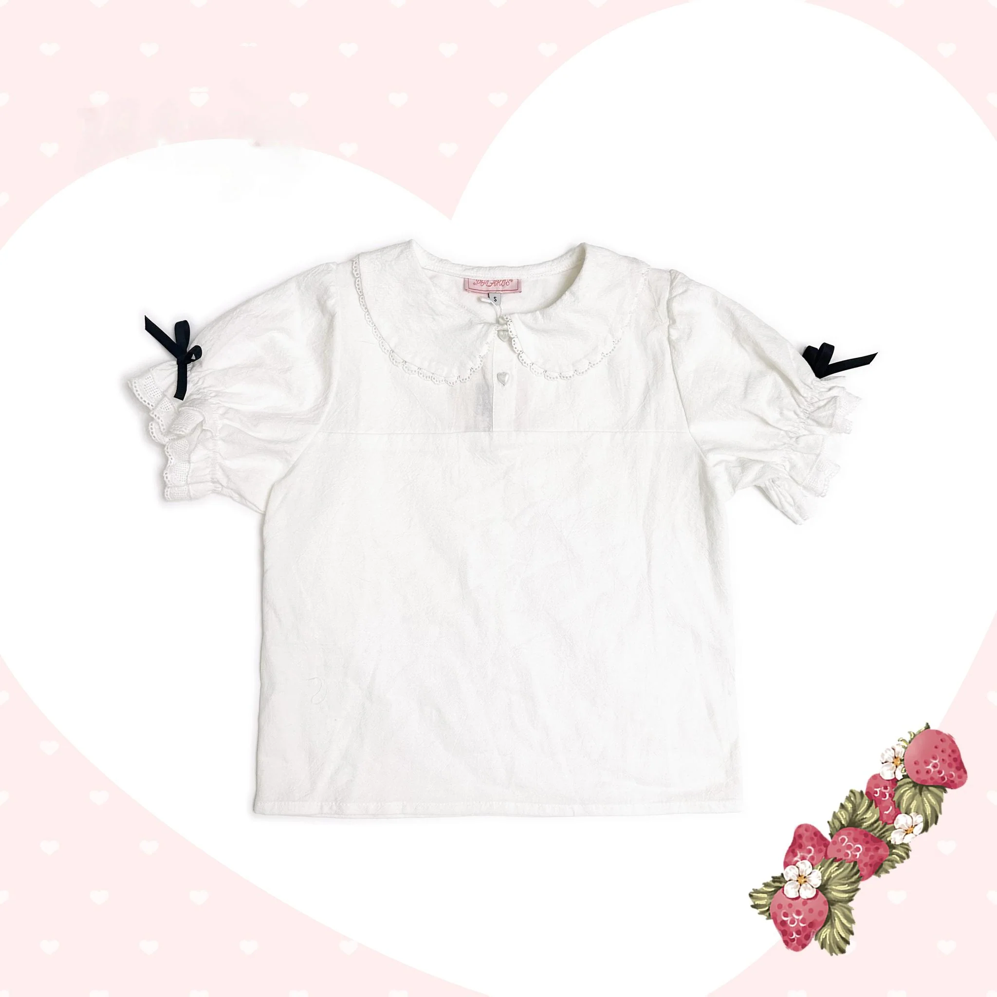 Rabbit Berry Gift Box - Sweet Lolita Cotton Shirt, Peter Pan Collar - Image 3