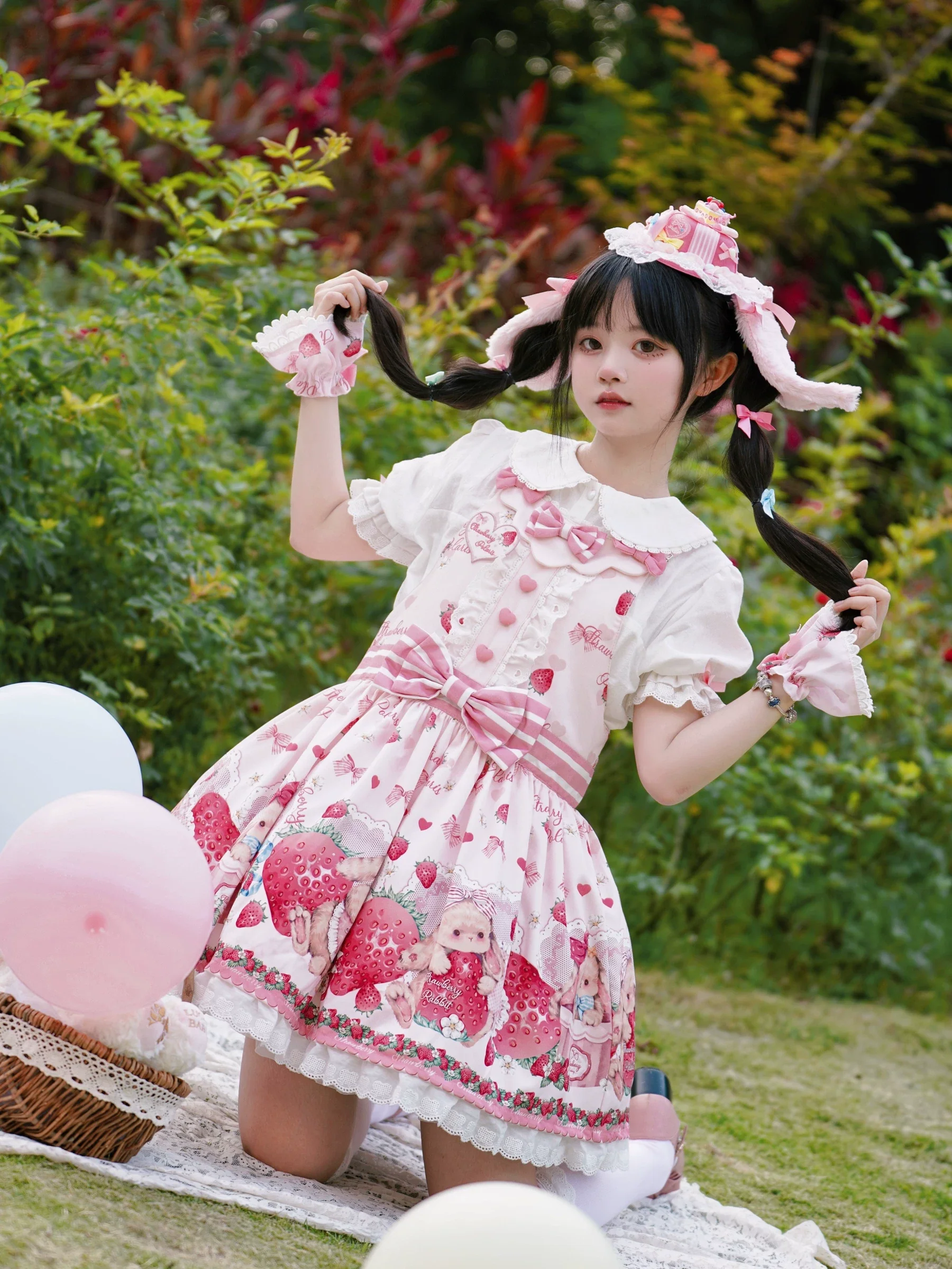 Rabbit Berry Gift Box - Sweet Lolita Cotton Shirt, Peter Pan Collar - Image 8