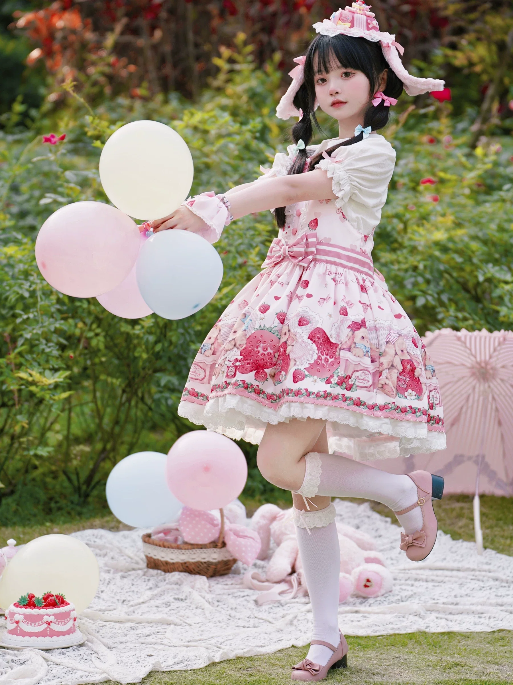 Rabbit Berry Gift Box - Sweet Lolita Cotton Shirt, Peter Pan Collar - Image 9