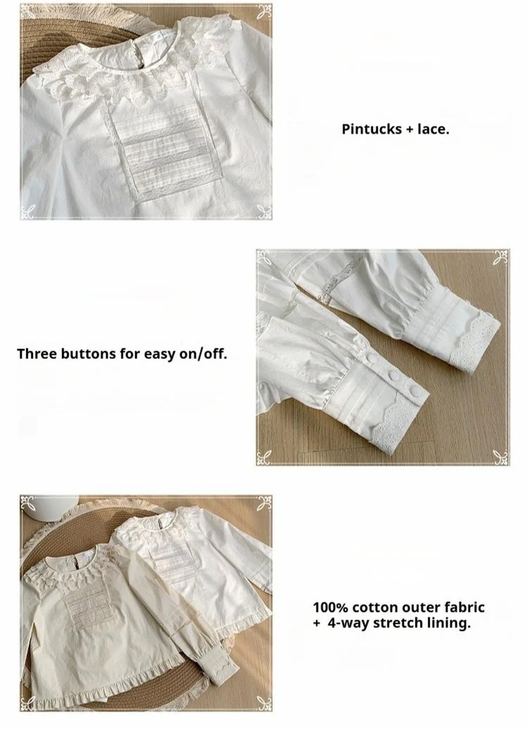 Jennie - Sweet Lolita Cotton Shirt, Ruffled Round Collar - Image 16