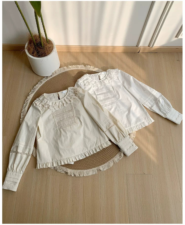Jennie - Sweet Lolita Cotton Shirt, Ruffled Round Collar - Image 4