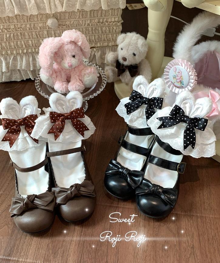 Sweet Lolita Cotton Socks, Bunny Ear & Ribbon Bow - Image 13