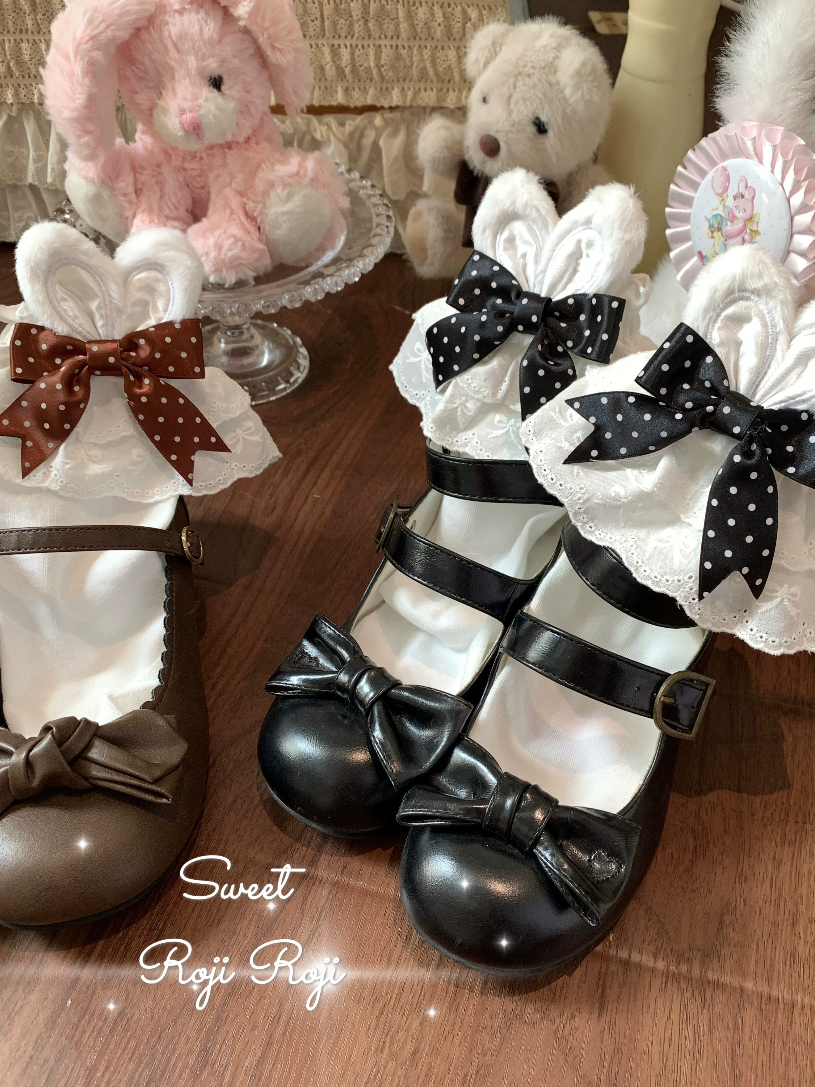 Sweet Lolita Cotton Socks, Bunny Ear & Ribbon Bow - Image 14