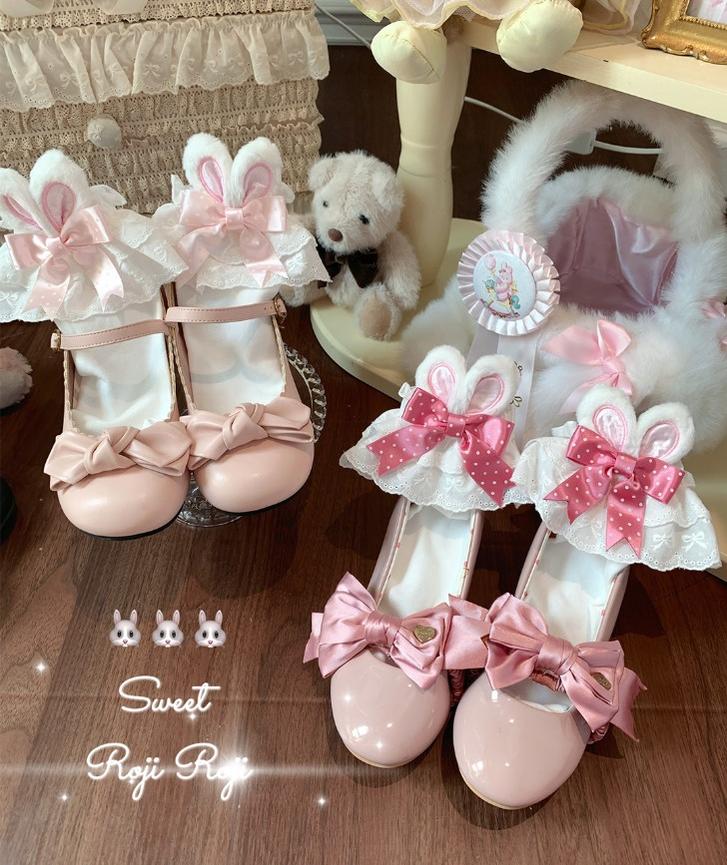 Sweet Lolita Cotton Socks, Bunny Ear & Ribbon Bow - Image 15