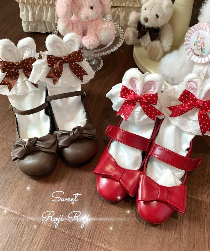 Sweet Lolita Cotton Socks, Bunny Ear & Ribbon Bow - Image 16