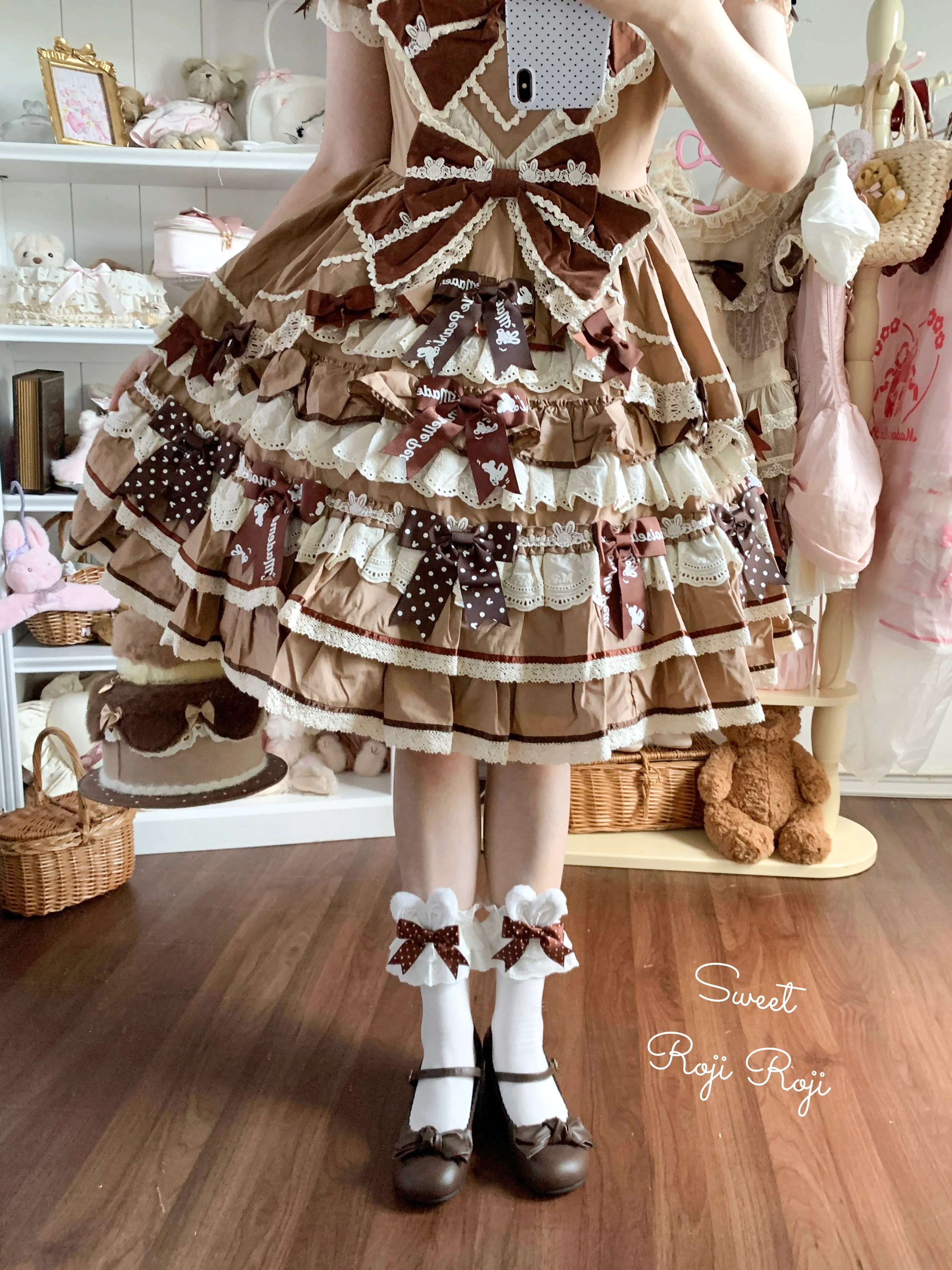 Sweet Lolita Cotton Socks, Bunny Ear & Ribbon Bow - Image 5
