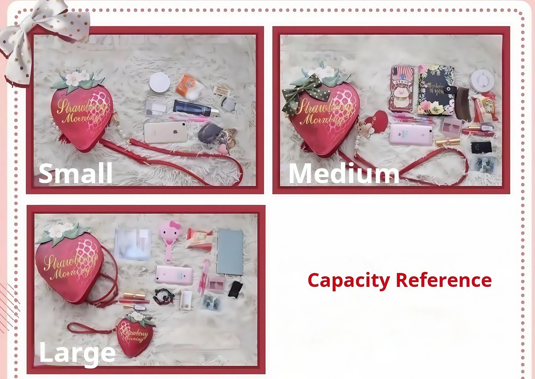 Morning Glory - A Strawberry - Sweet Lolita Crossbody Bag Strawberry Printed Handbag - Image 17