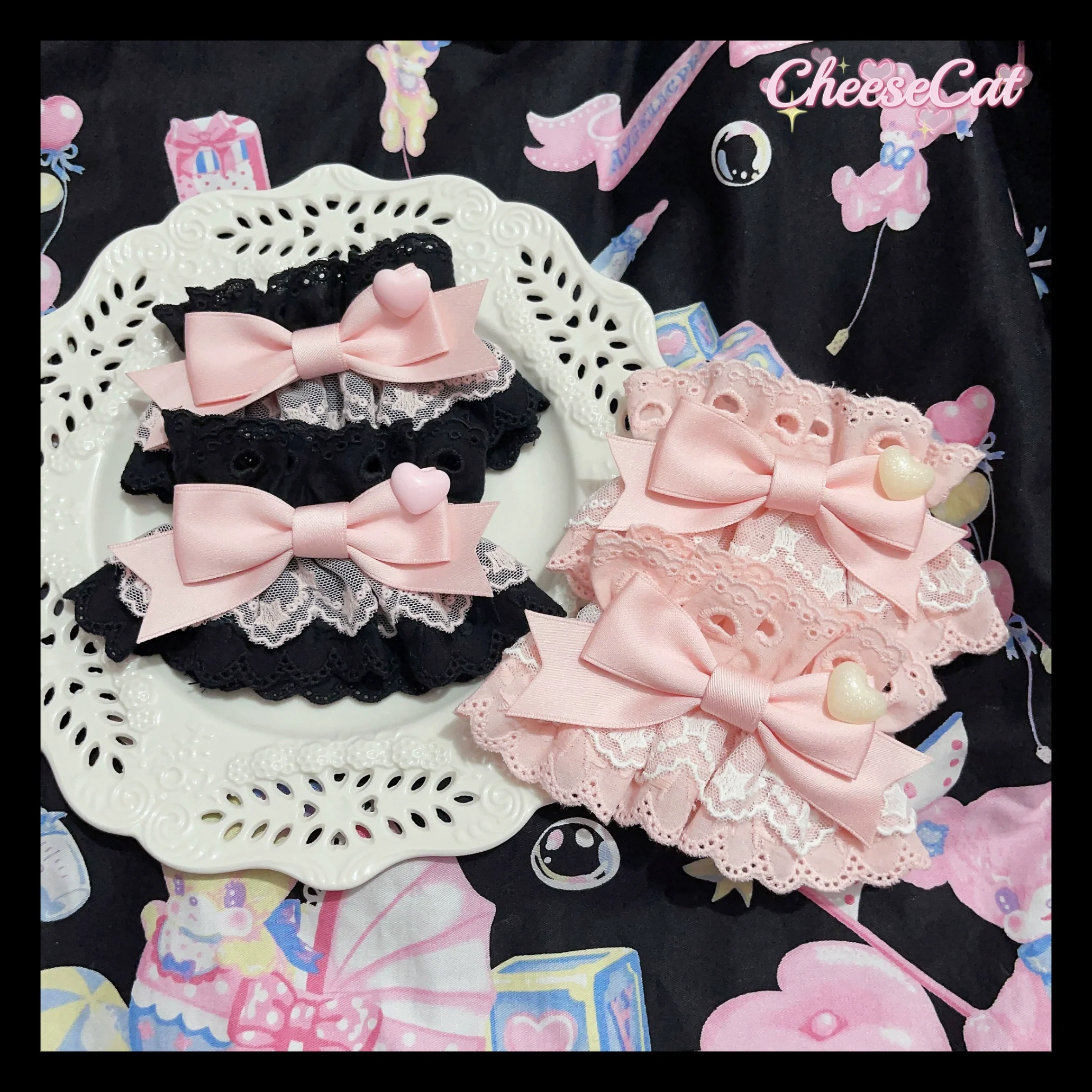 Creamy Celestial - Sweet Lolita Cuffs Handmade Lace Cuffs - Image 10