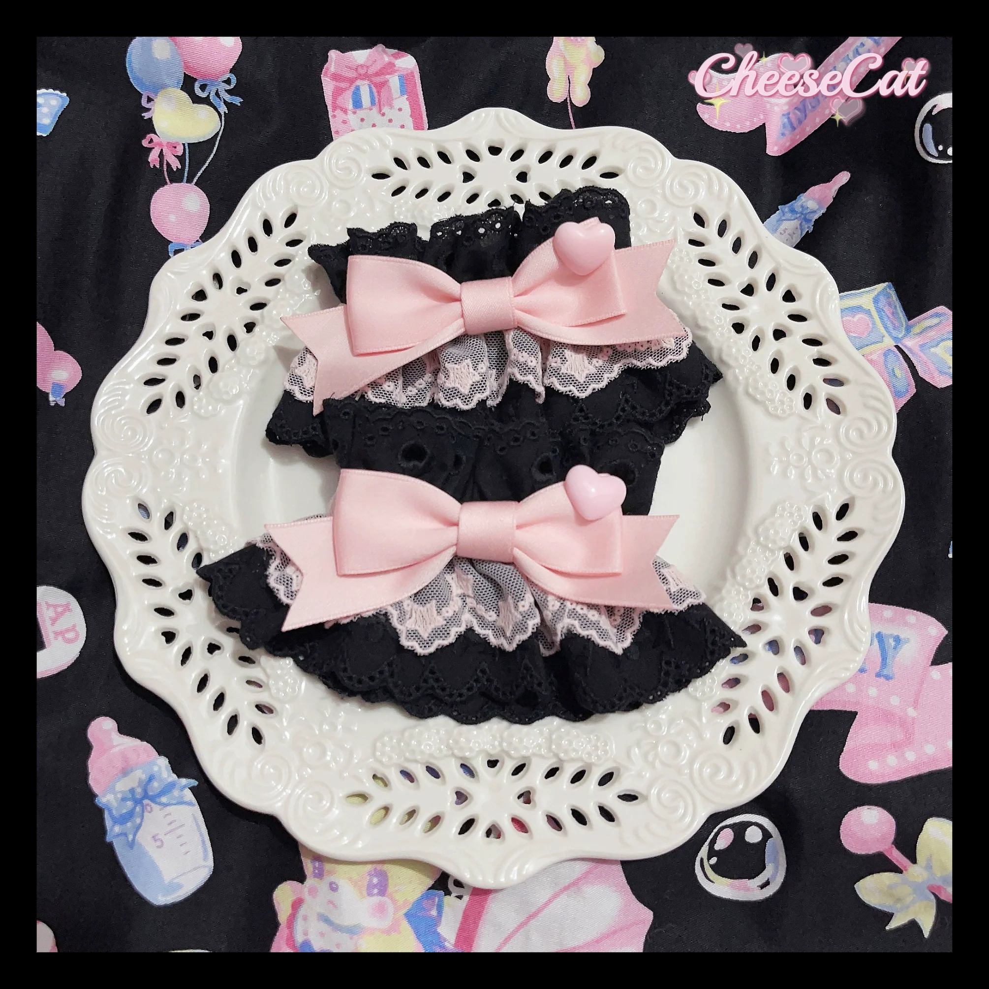 Creamy Celestial - Sweet Lolita Cuffs Handmade Lace Cuffs - Image 11
