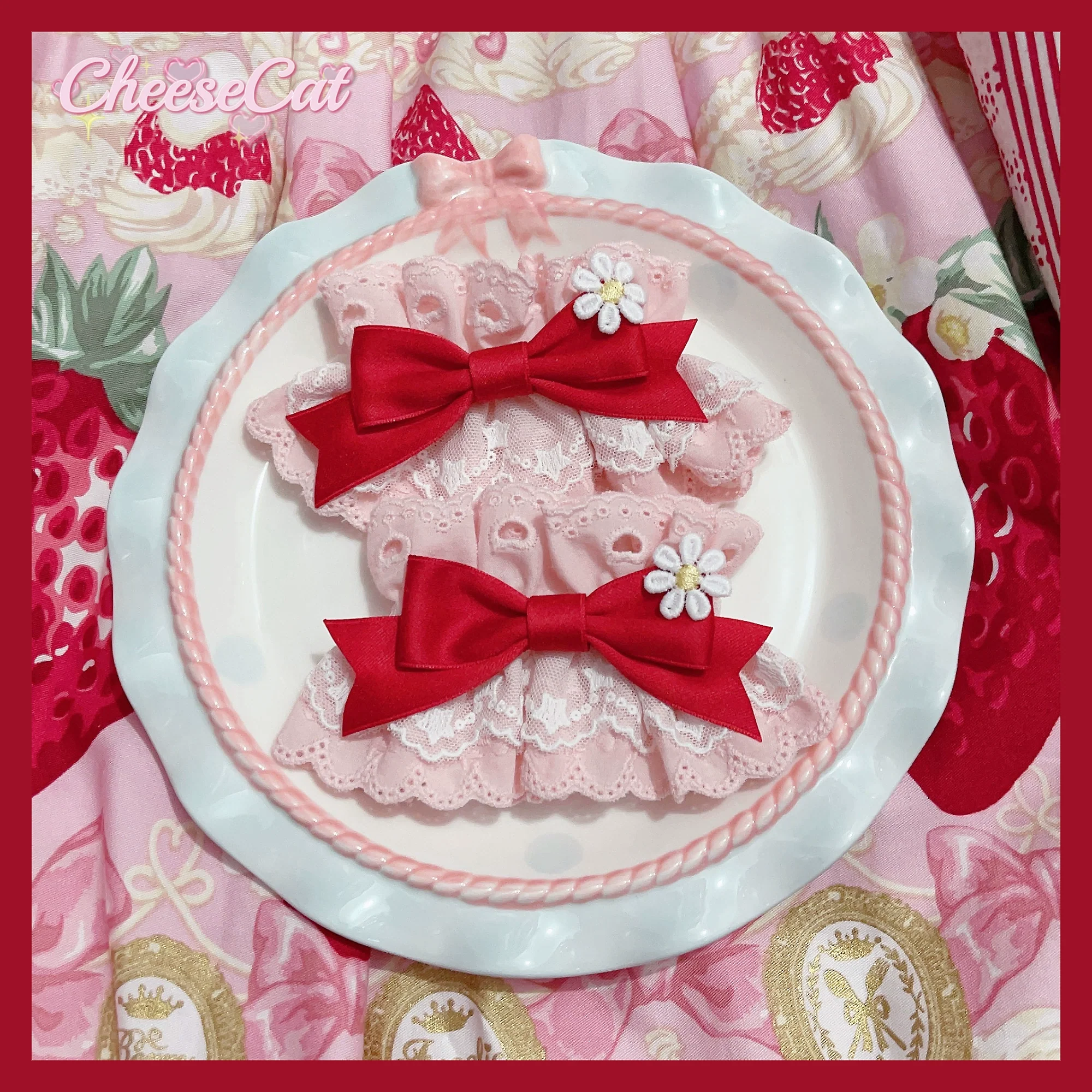 Creamy Celestial - Sweet Lolita Cuffs Handmade Lace Cuffs - Image 12