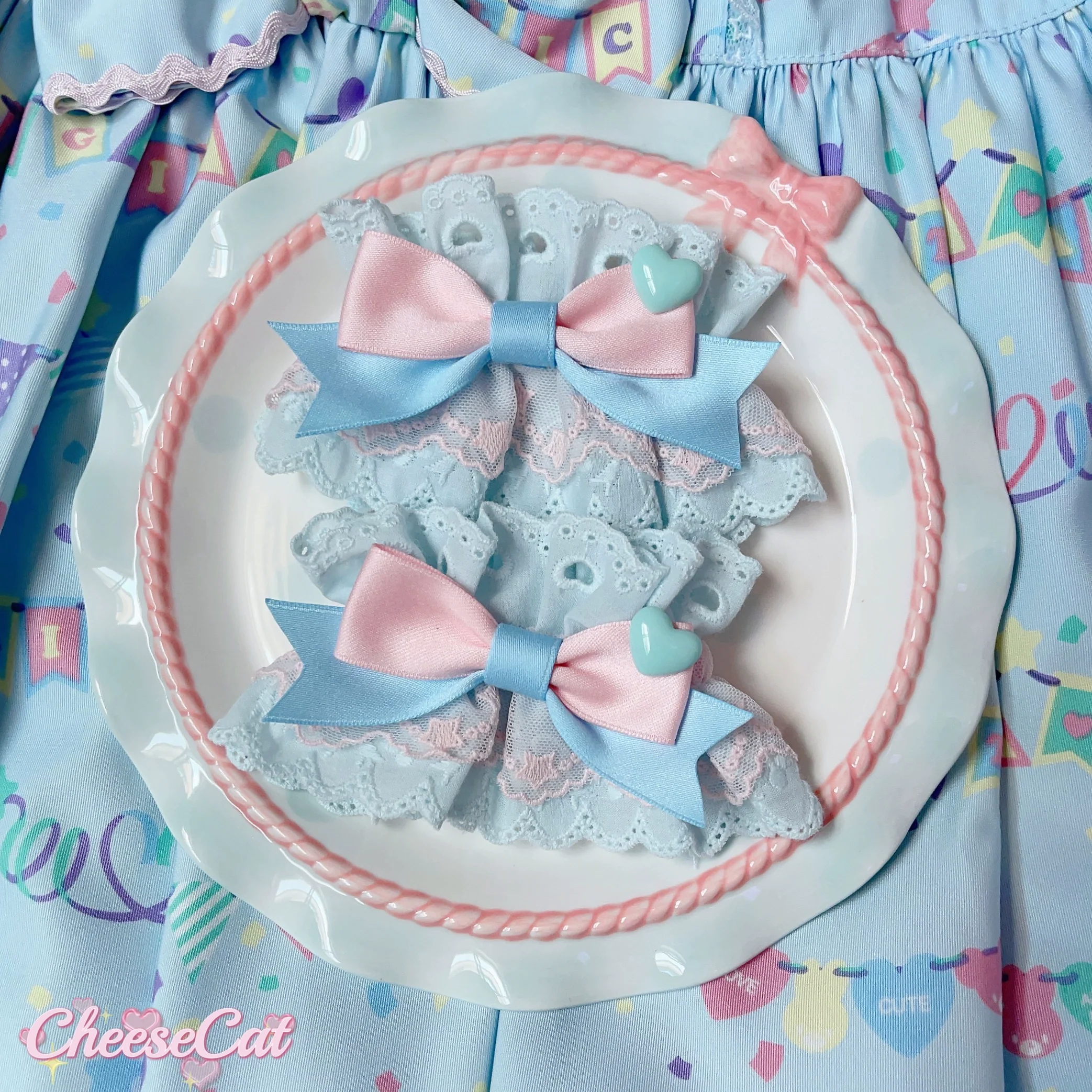 Creamy Celestial - Sweet Lolita Cuffs Handmade Lace Cuffs - Image 18