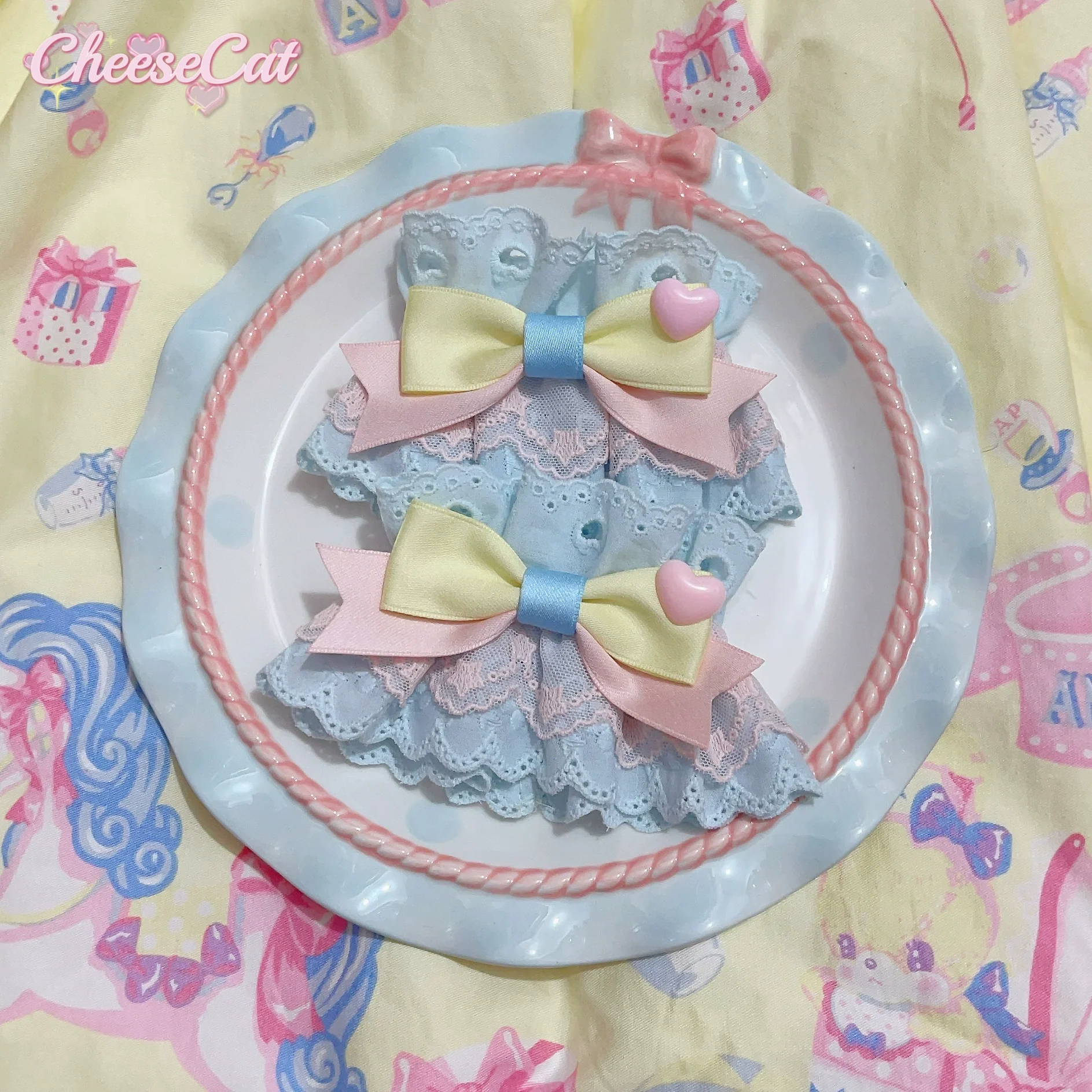 Creamy Celestial - Sweet Lolita Cuffs Handmade Lace Cuffs - Image 19