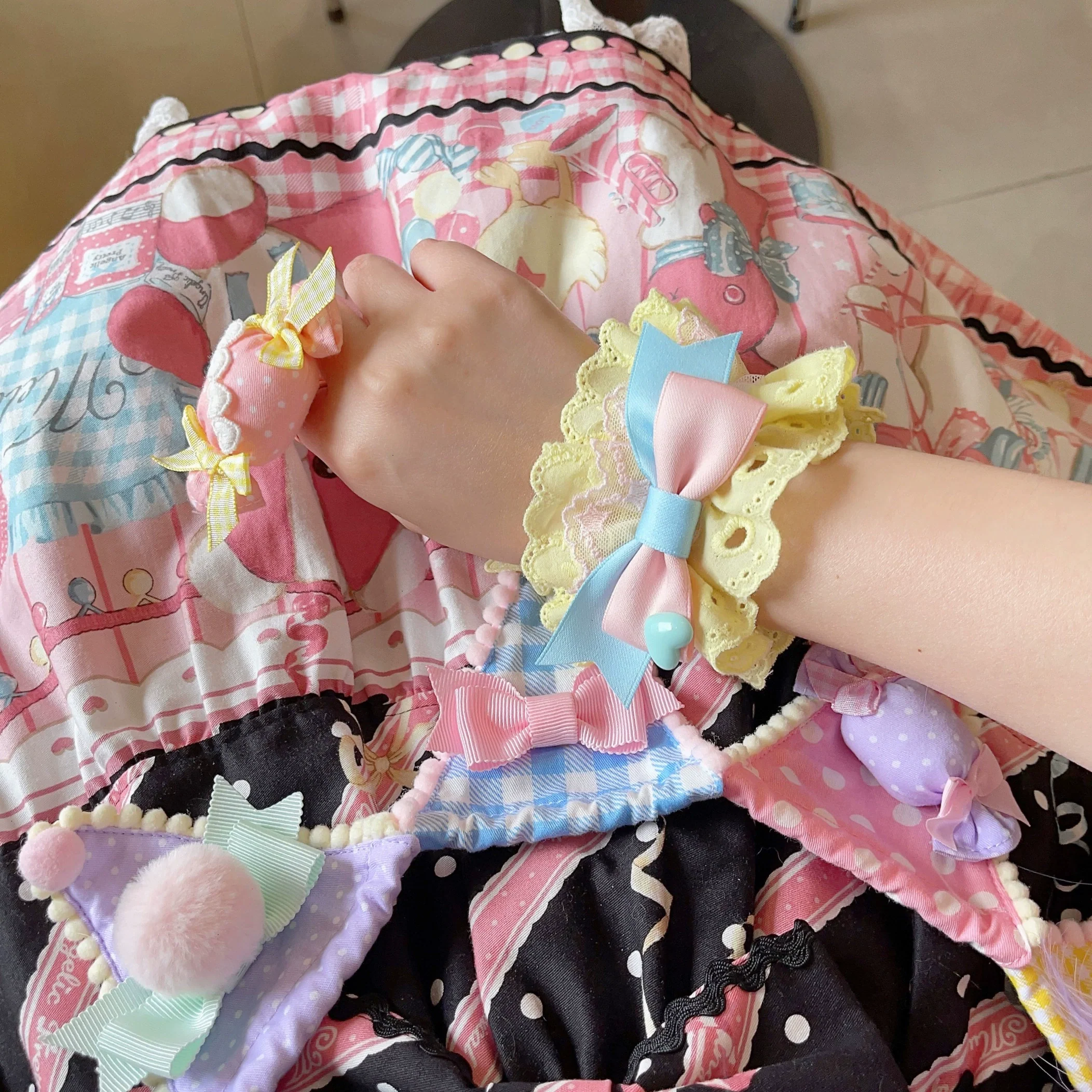 Creamy Celestial - Sweet Lolita Cuffs Handmade Lace Cuffs - Image 5