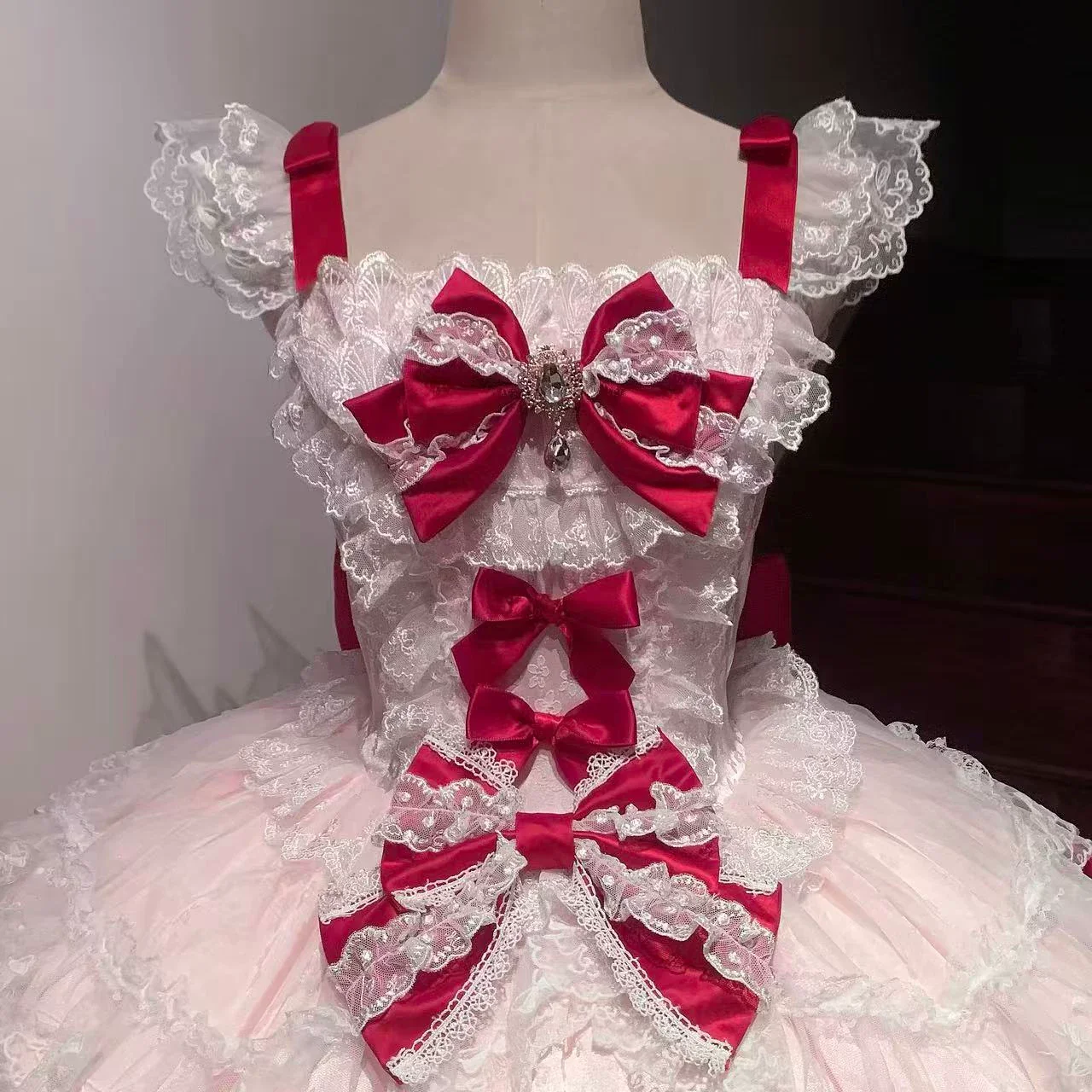 Floral Dream Isle - Sweet Lolita Doll-like JSK Dress, Bows & Lace - Image 10