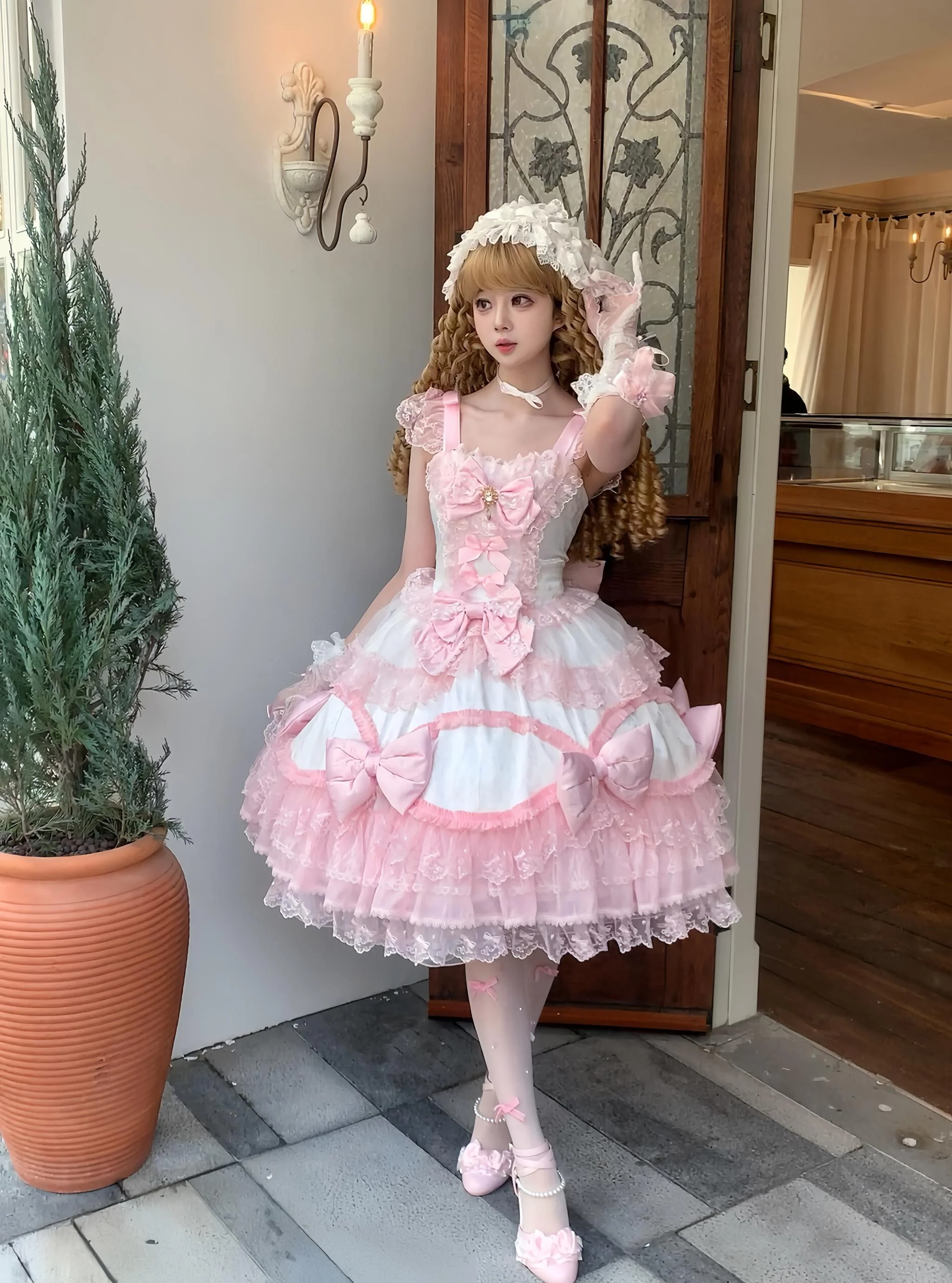 Floral Dream Isle - Sweet Lolita Doll-like JSK Dress, Bows & Lace - Image 16