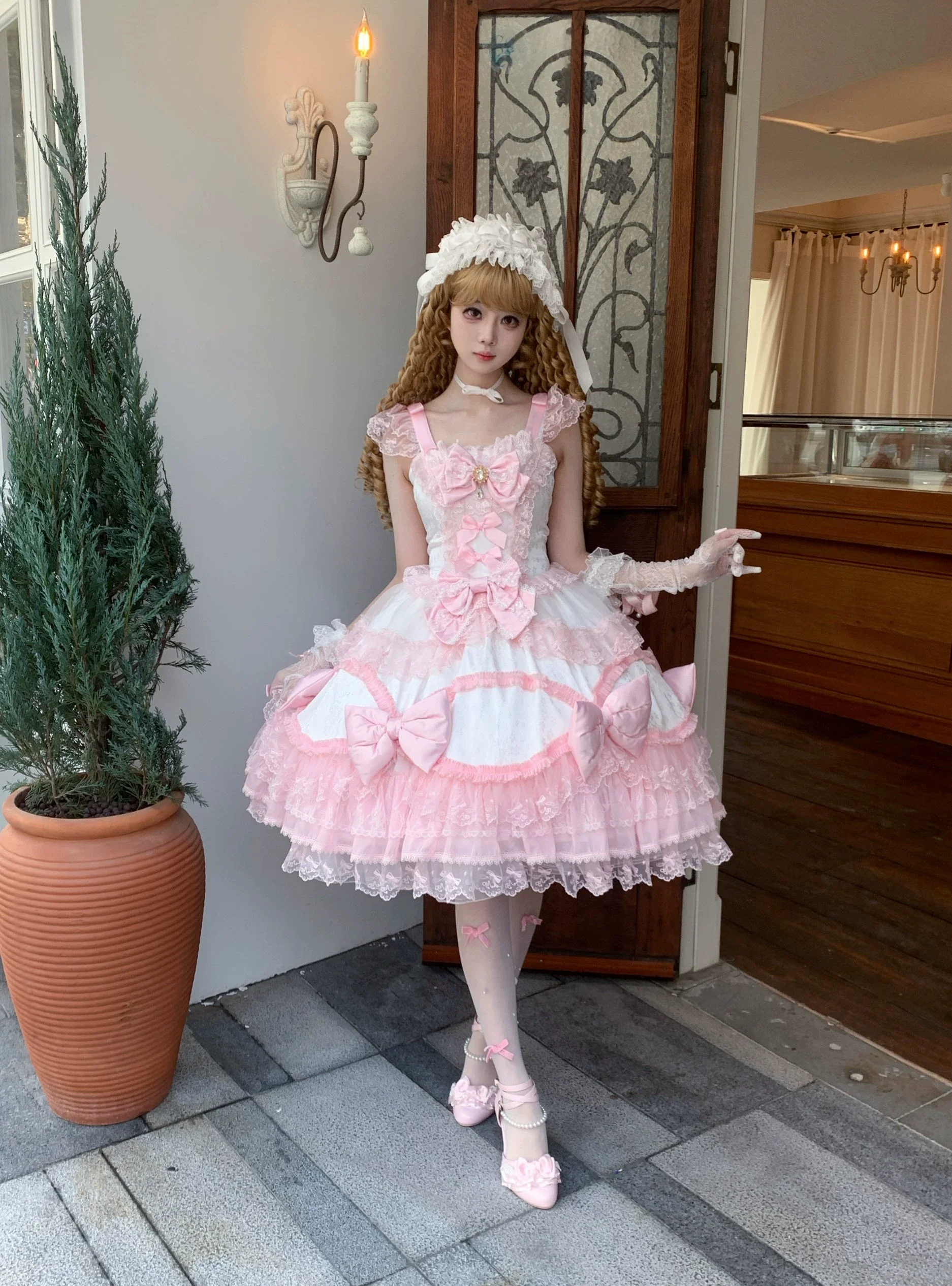 Floral Dream Isle - Sweet Lolita Doll-like JSK Dress, Bows & Lace - Image 17