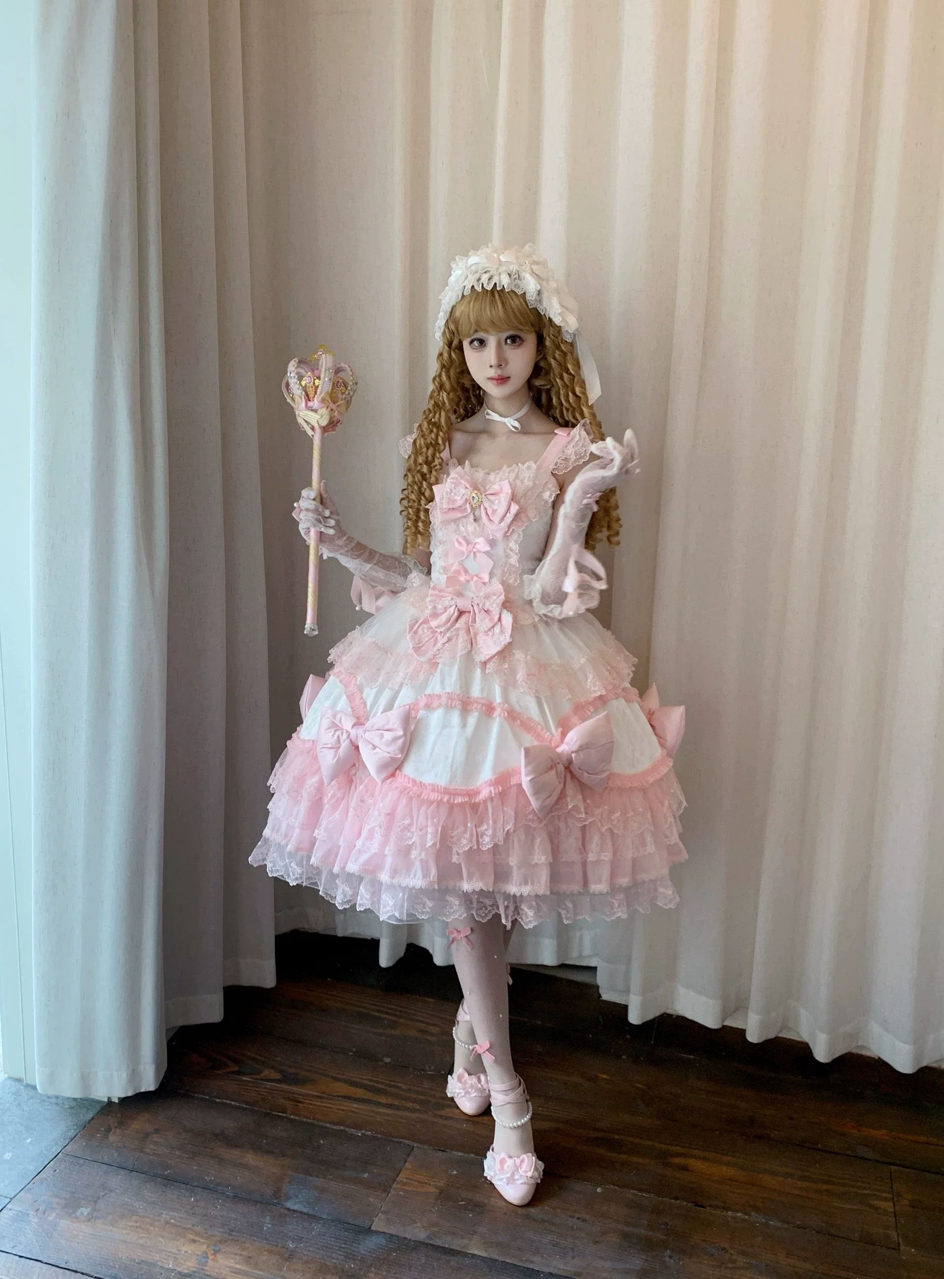 Floral Dream Isle - Sweet Lolita Doll-like JSK Dress, Bows & Lace - Image 19