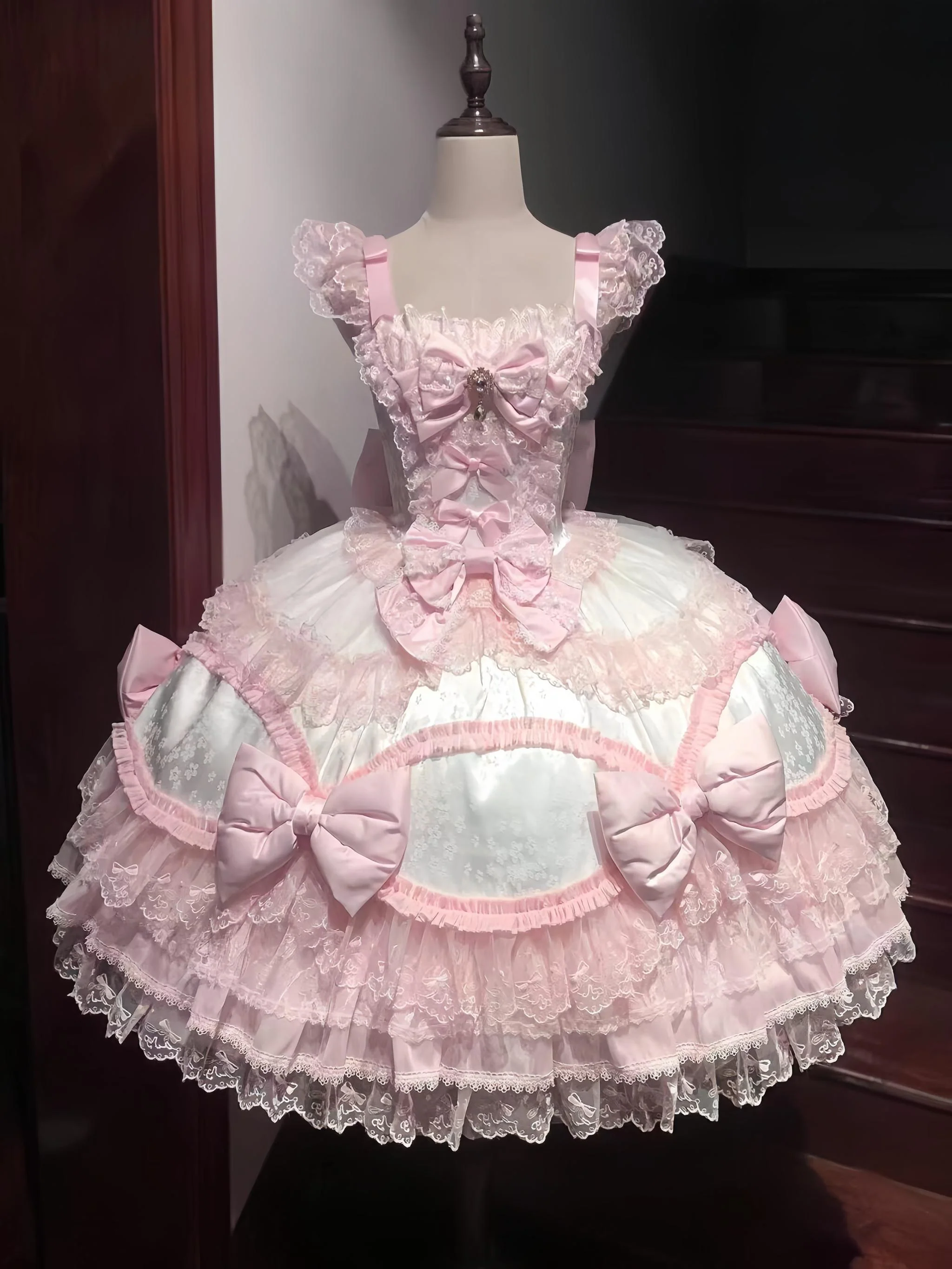 Floral Dream Isle - Sweet Lolita Doll-like JSK Dress, Bows & Lace - Image 2