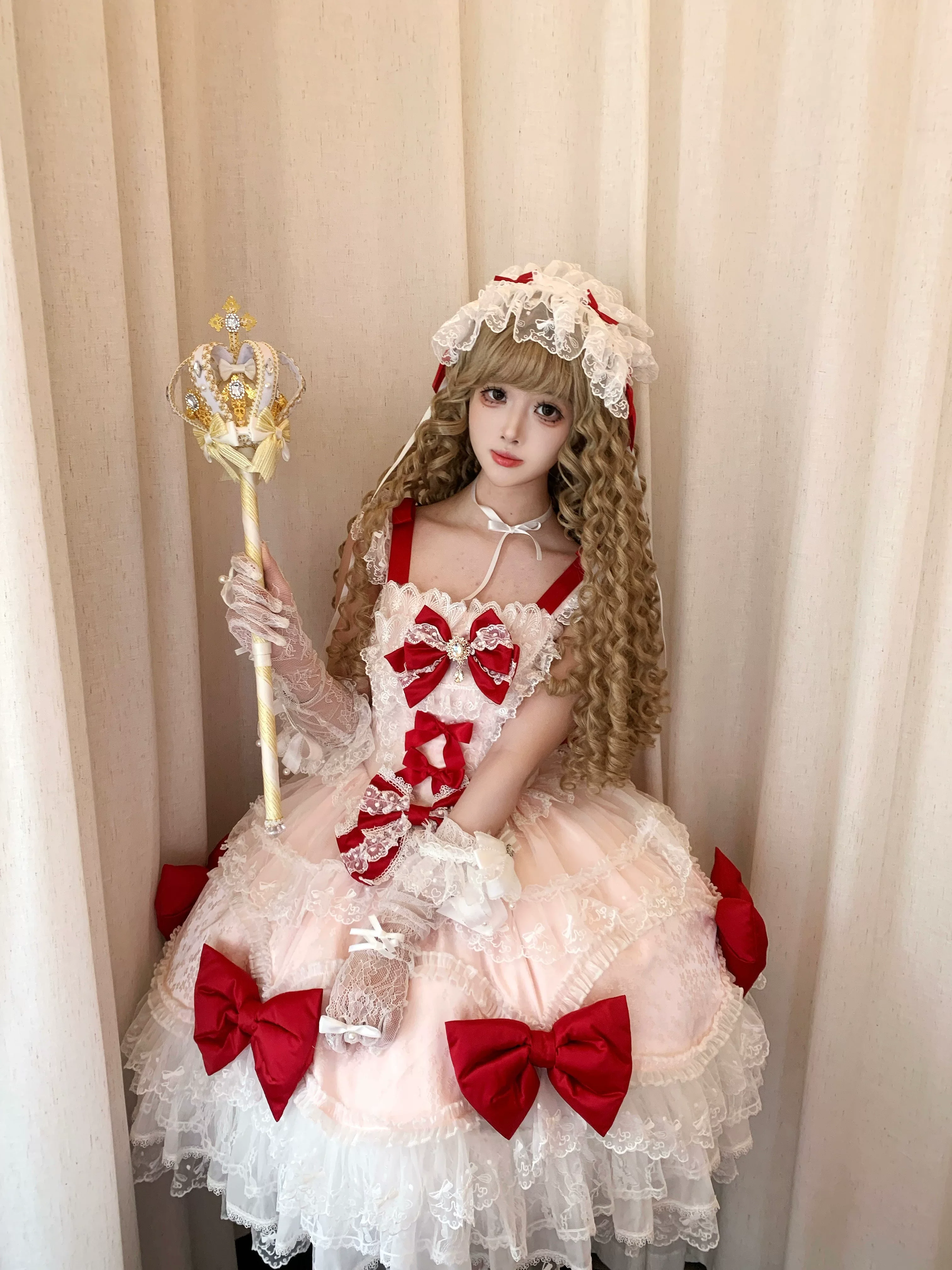 Floral Dream Isle - Sweet Lolita Doll-like JSK Dress, Bows & Lace - Image 29