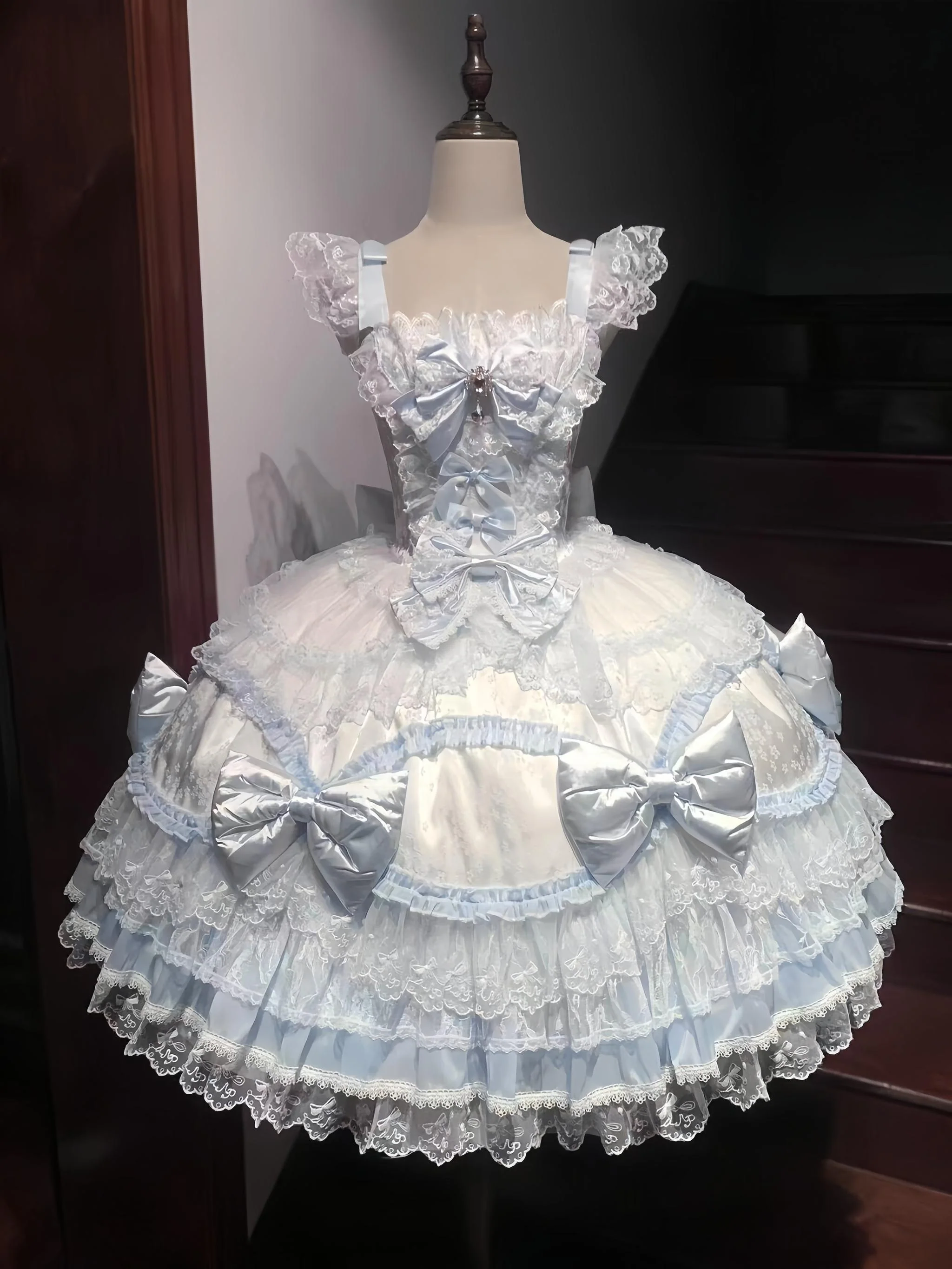 Floral Dream Isle - Sweet Lolita Doll-like JSK Dress, Bows & Lace - Image 3