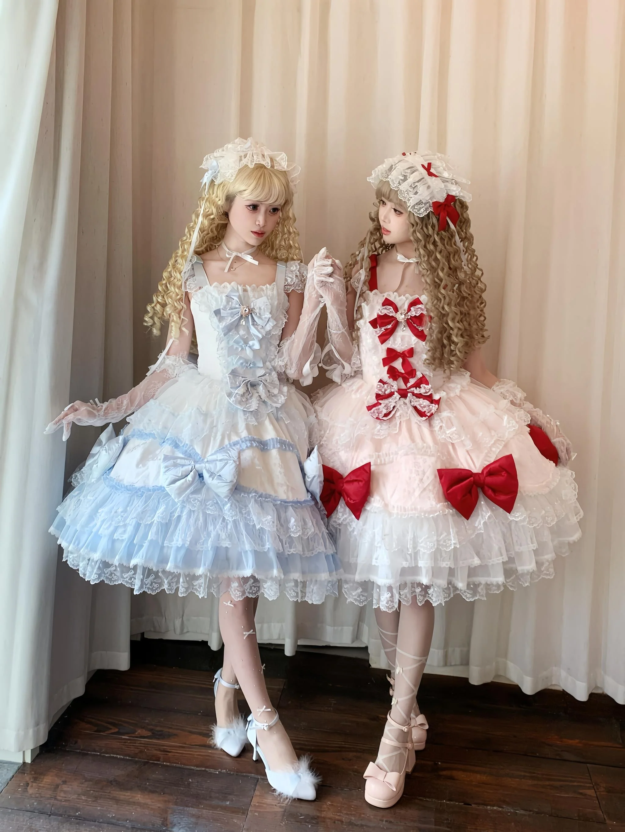 Floral Dream Isle - Sweet Lolita Doll-like JSK Dress, Bows & Lace - Image 5