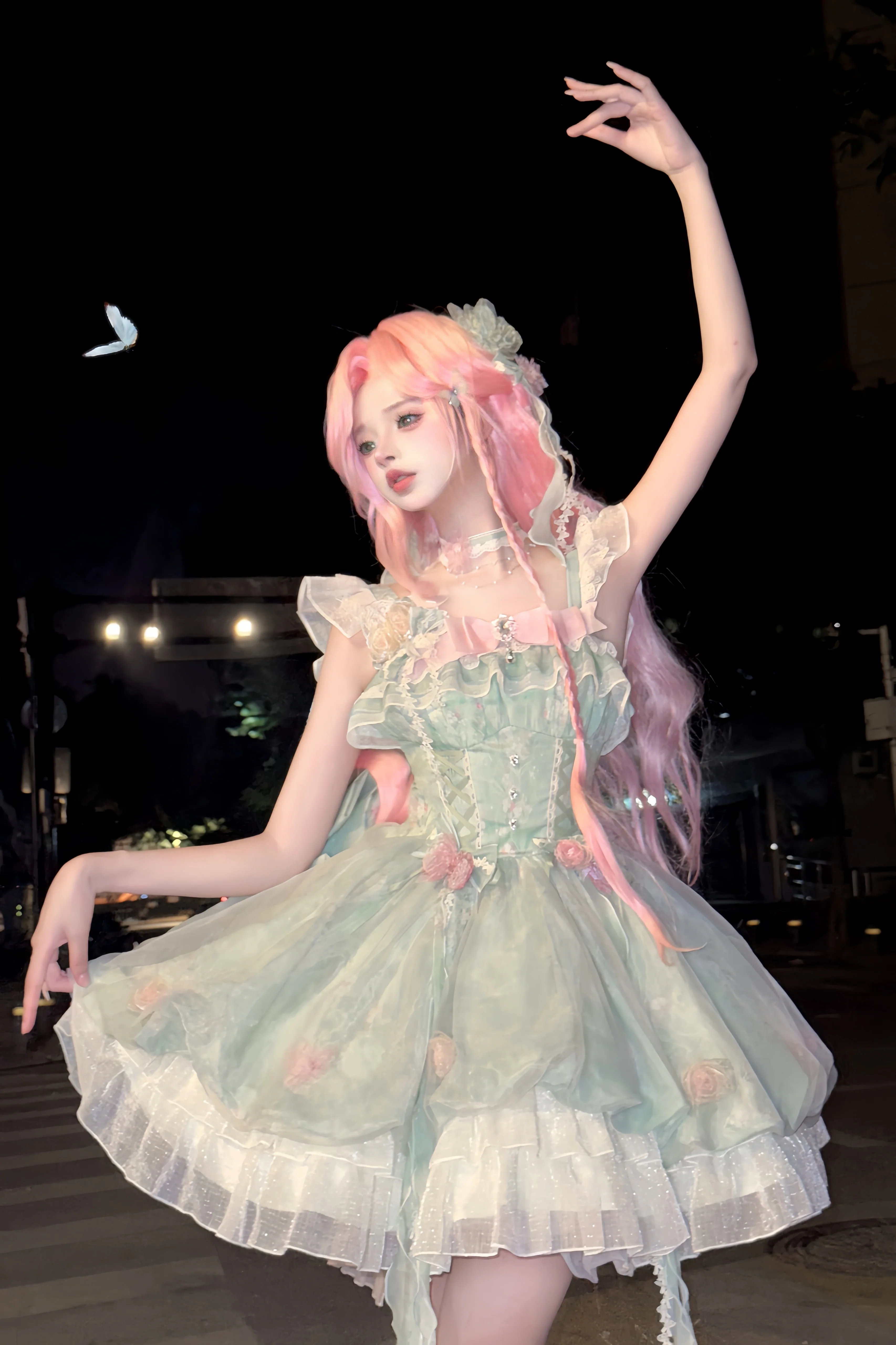 Platycodon House - Floral Magician - Sweet Lolita Dress Floral Print Short Length JSK - Image 10