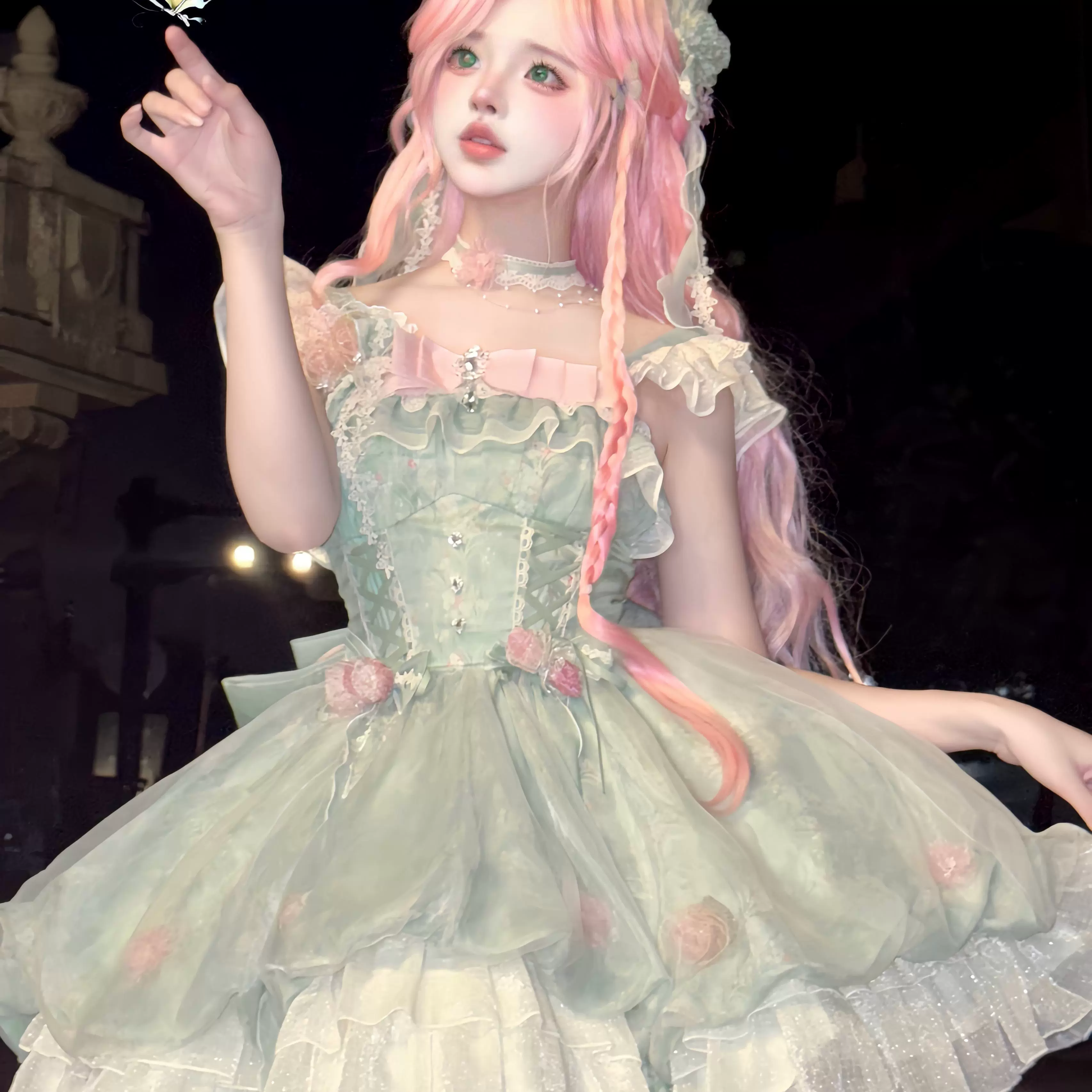 Platycodon House - Floral Magician - Sweet Lolita Dress Floral Print Short Length JSK - Image 12