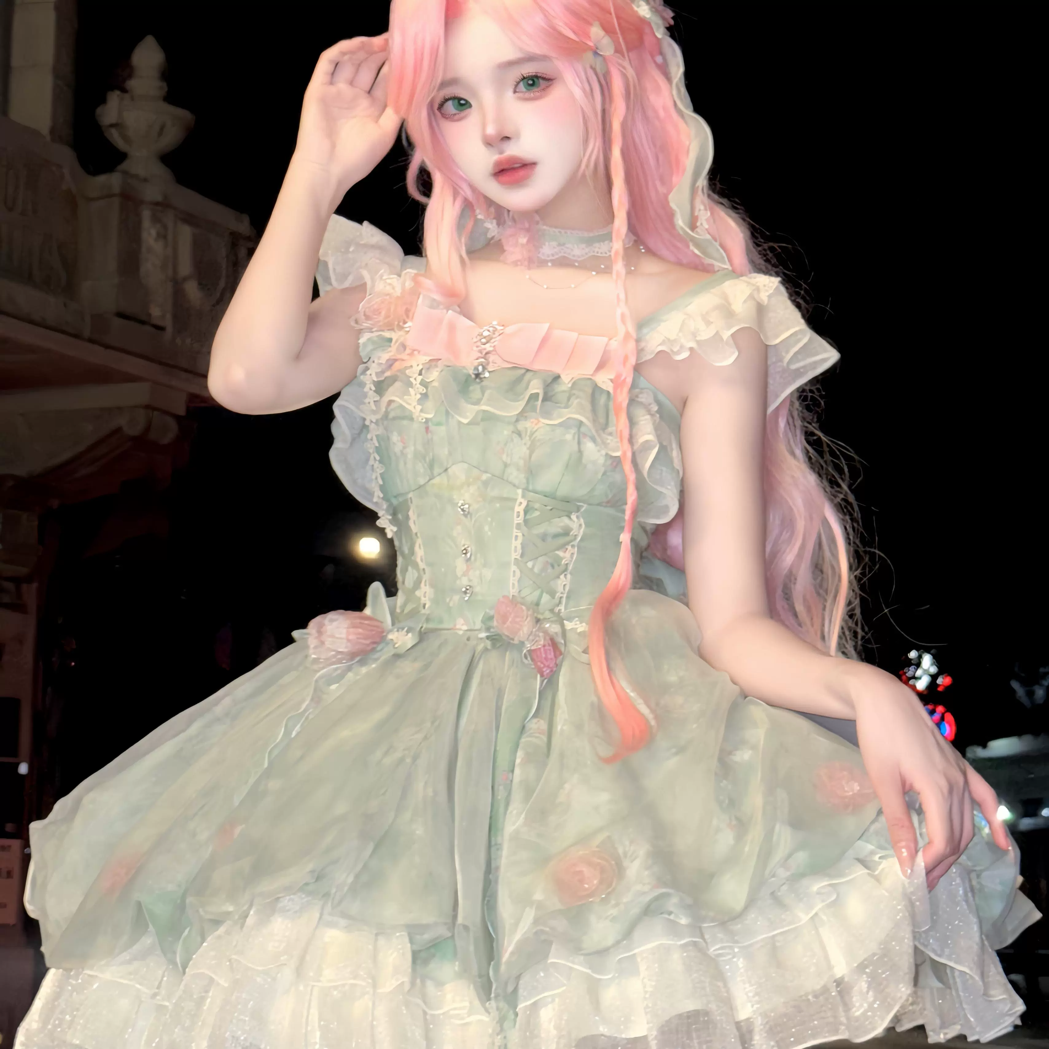 Platycodon House - Floral Magician - Sweet Lolita Dress Floral Print Short Length JSK - Image 13