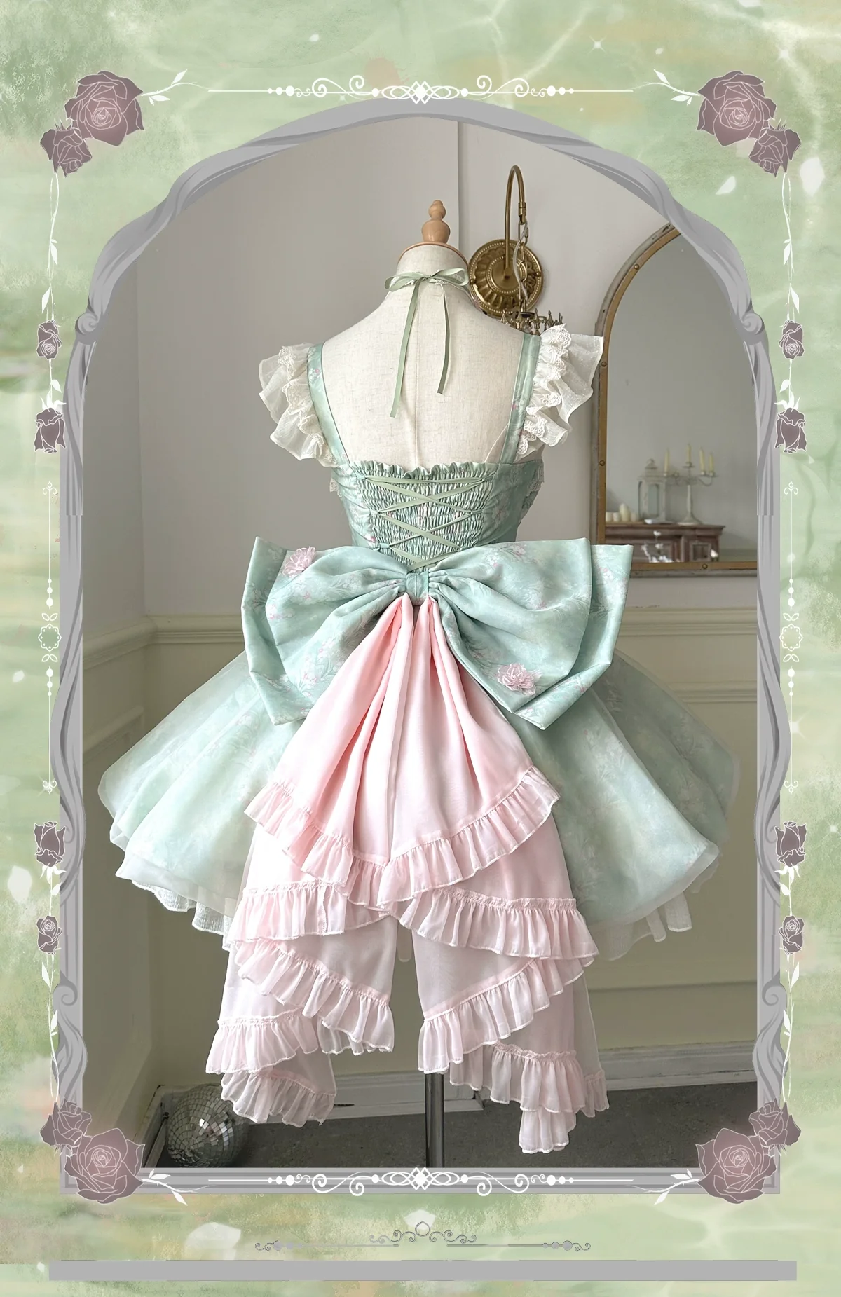 Platycodon House - Floral Magician - Sweet Lolita Dress Floral Print Short Length JSK - Image 16