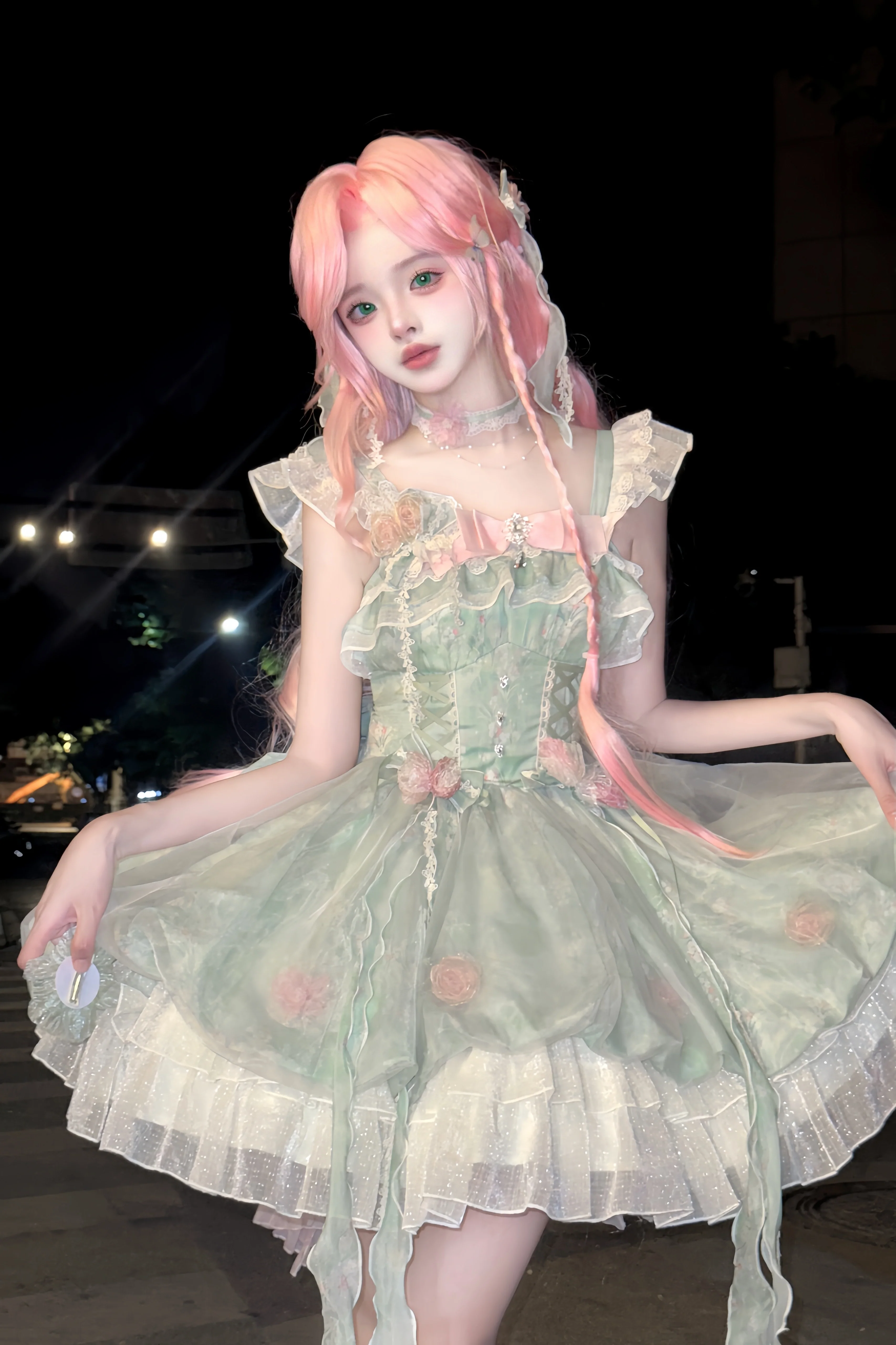 Platycodon House - Floral Magician - Sweet Lolita Dress Floral Print Short Length JSK - Image 2