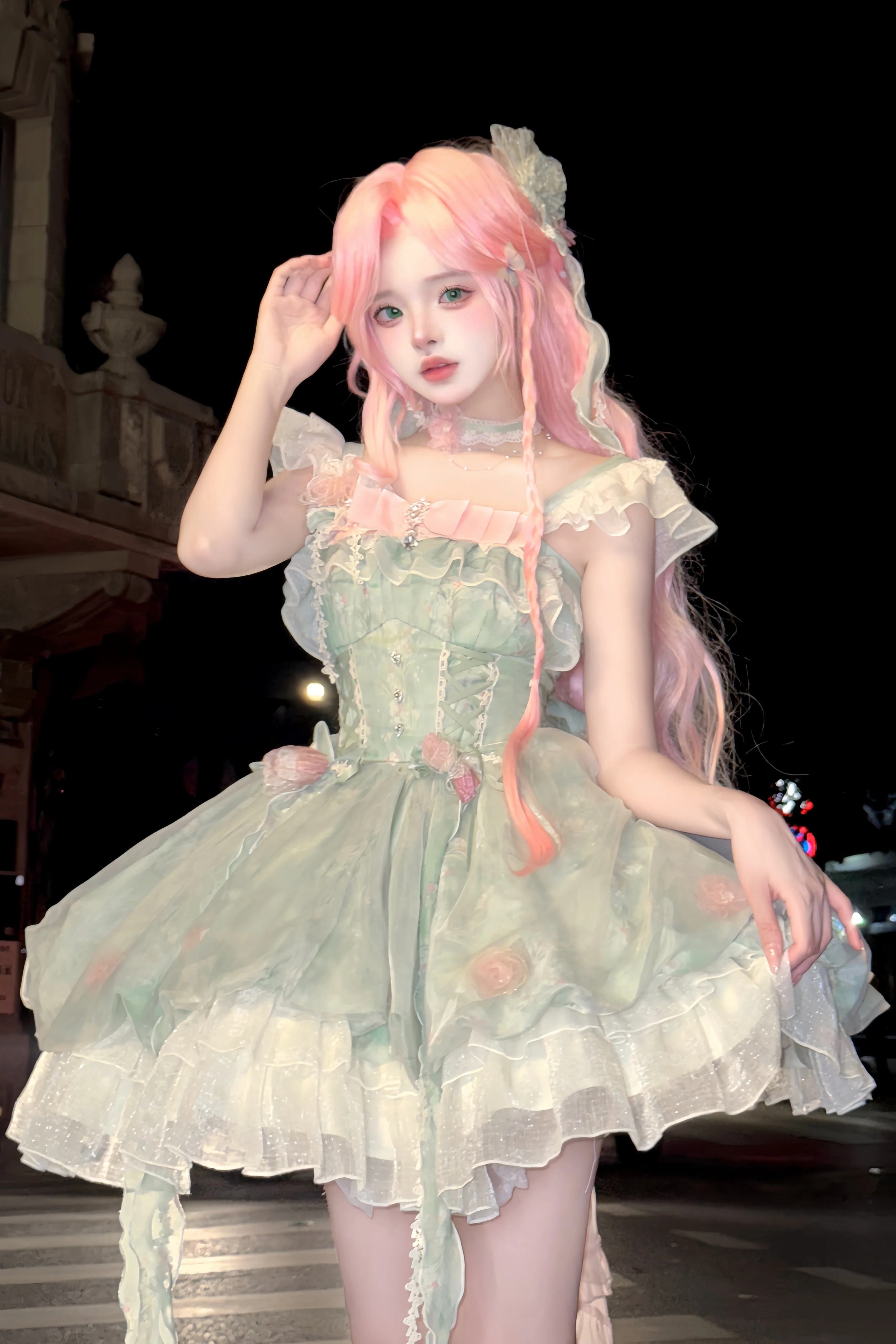 Platycodon House - Floral Magician - Sweet Lolita Dress Floral Print Short Length JSK - Image 3