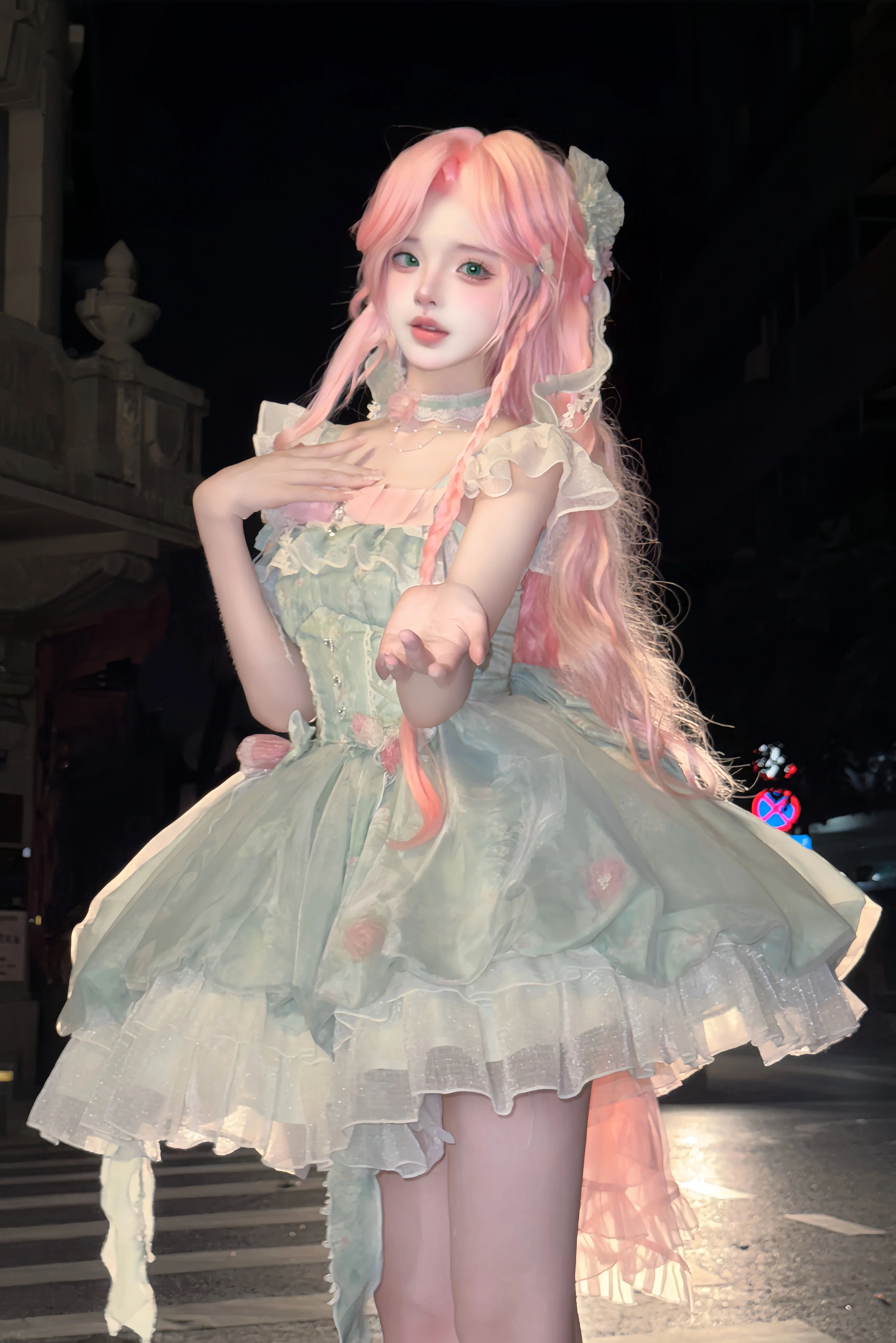Platycodon House - Floral Magician - Sweet Lolita Dress Floral Print Short Length JSK - Image 4