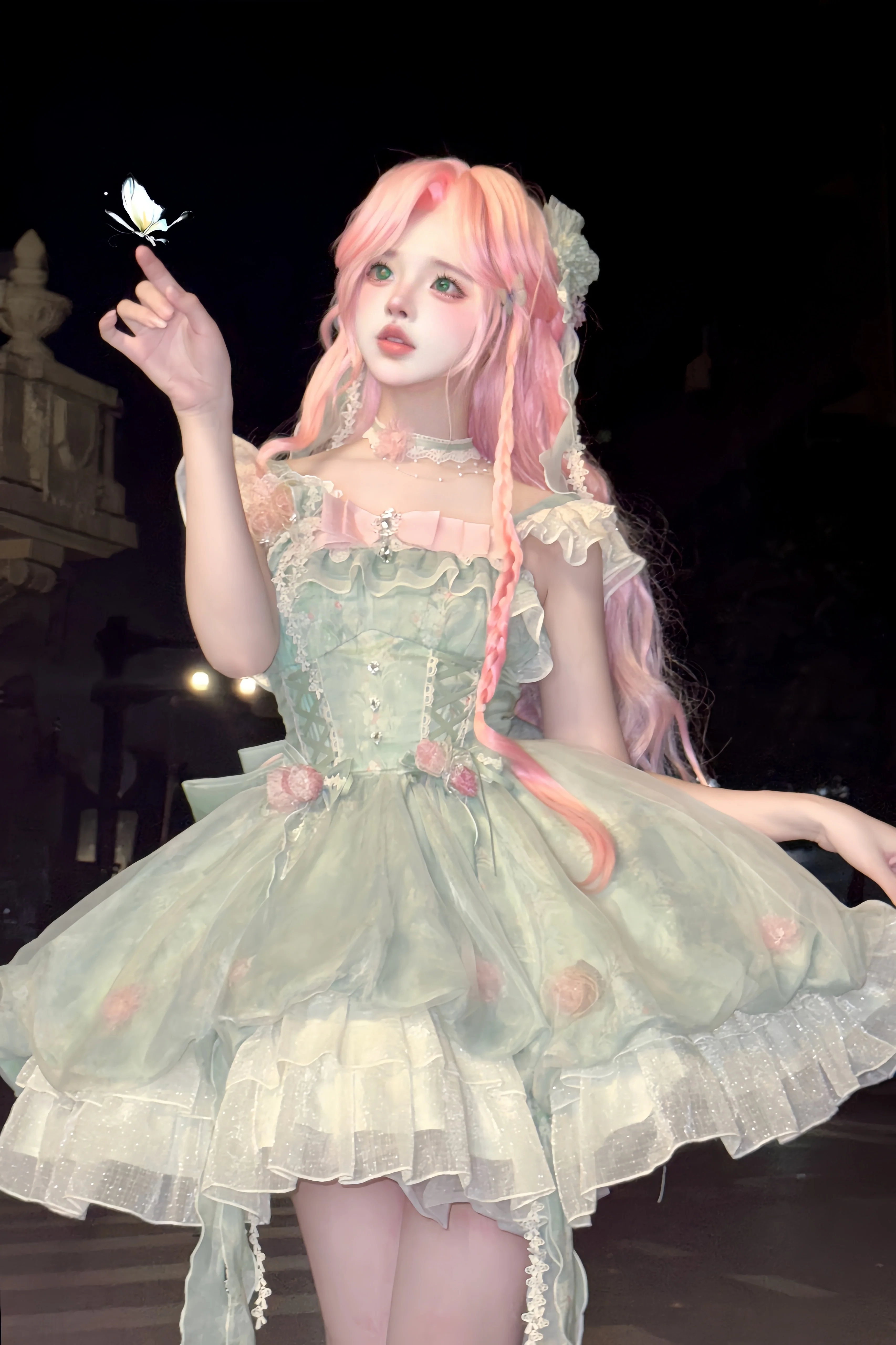 Platycodon House - Floral Magician - Sweet Lolita Dress Floral Print Short Length JSK - Image 5