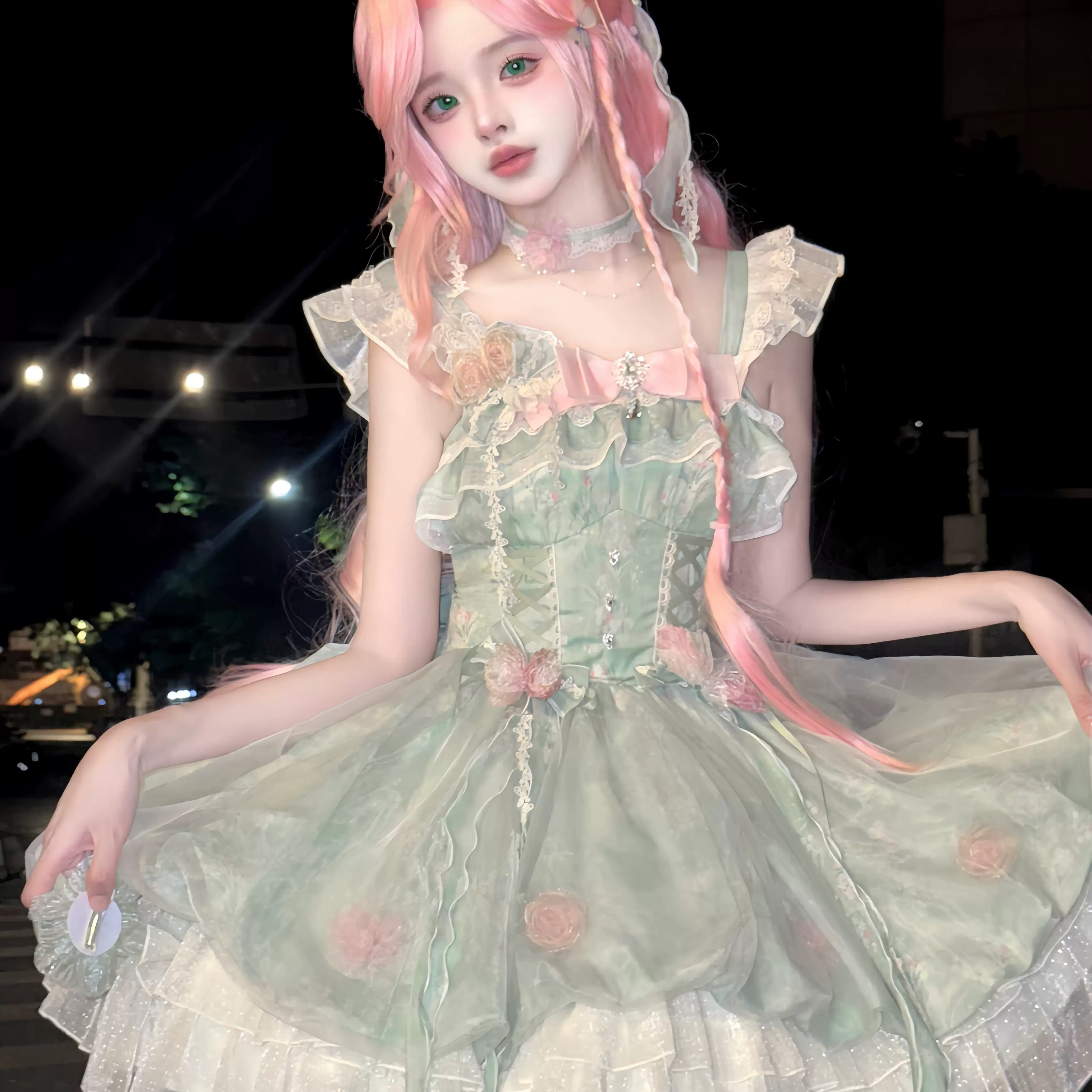Platycodon House - Floral Magician - Sweet Lolita Dress Floral Print Short Length JSK - Image 7