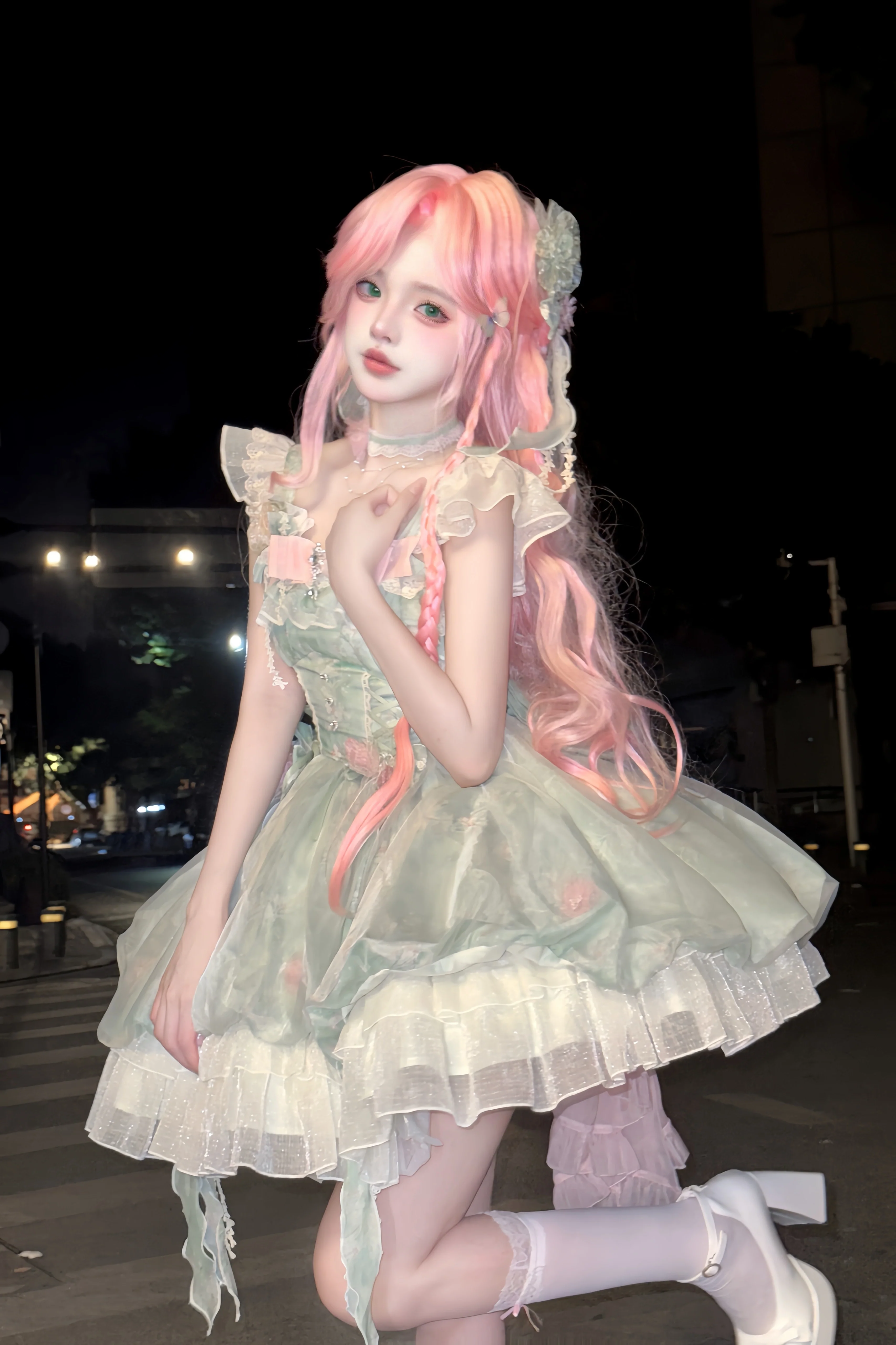 Platycodon House - Floral Magician - Sweet Lolita Dress Floral Print Short Length JSK - Image 9