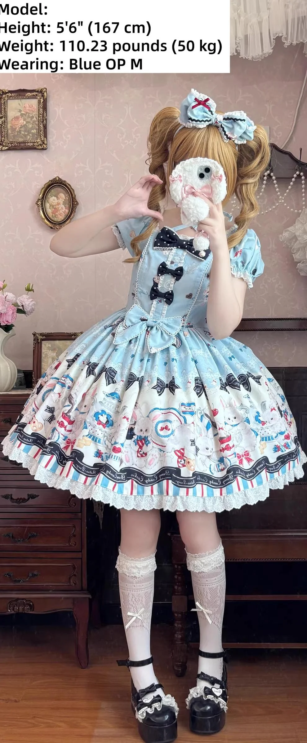 Myth Rabbit Tea Party - Sweet Lolita Dress Set, Bunny Print JSK - Image 10