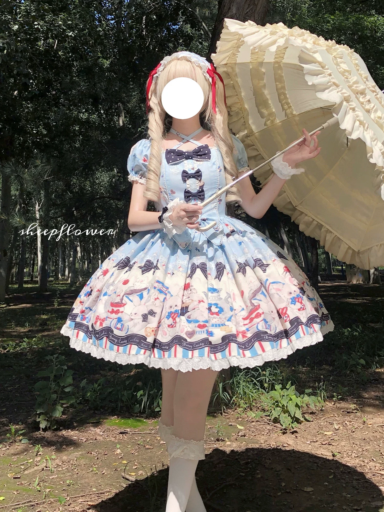 Myth Rabbit Tea Party - Sweet Lolita Dress Set, Bunny Print JSK - Image 11