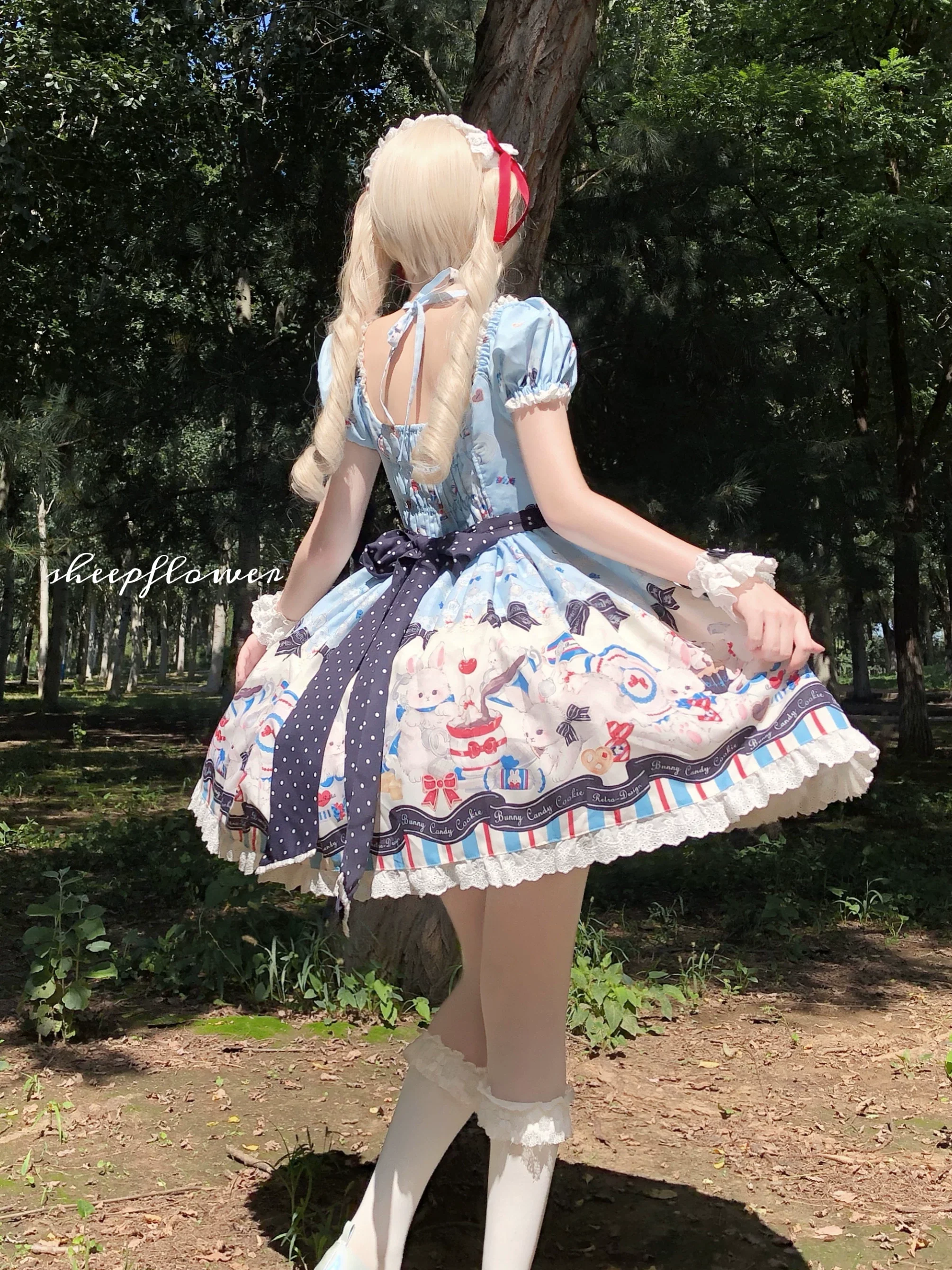 Myth Rabbit Tea Party - Sweet Lolita Dress Set, Bunny Print JSK - Image 12