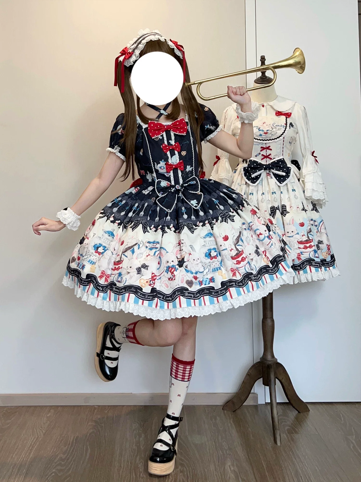 Myth Rabbit Tea Party - Sweet Lolita Dress Set, Bunny Print JSK - Image 14