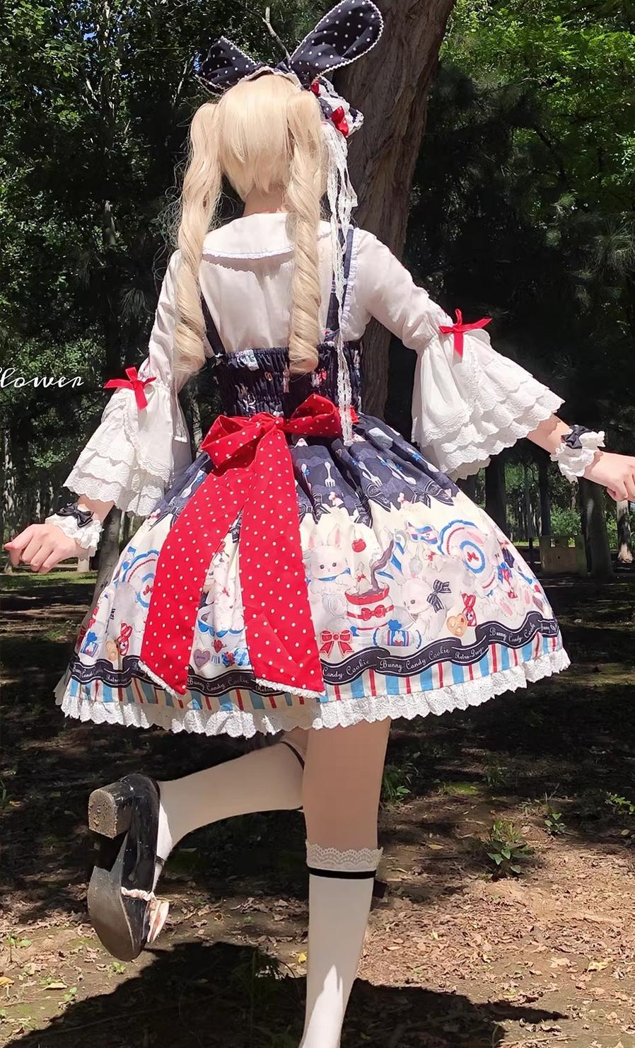 Myth Rabbit Tea Party - Sweet Lolita Dress Set, Bunny Print JSK - Image 22