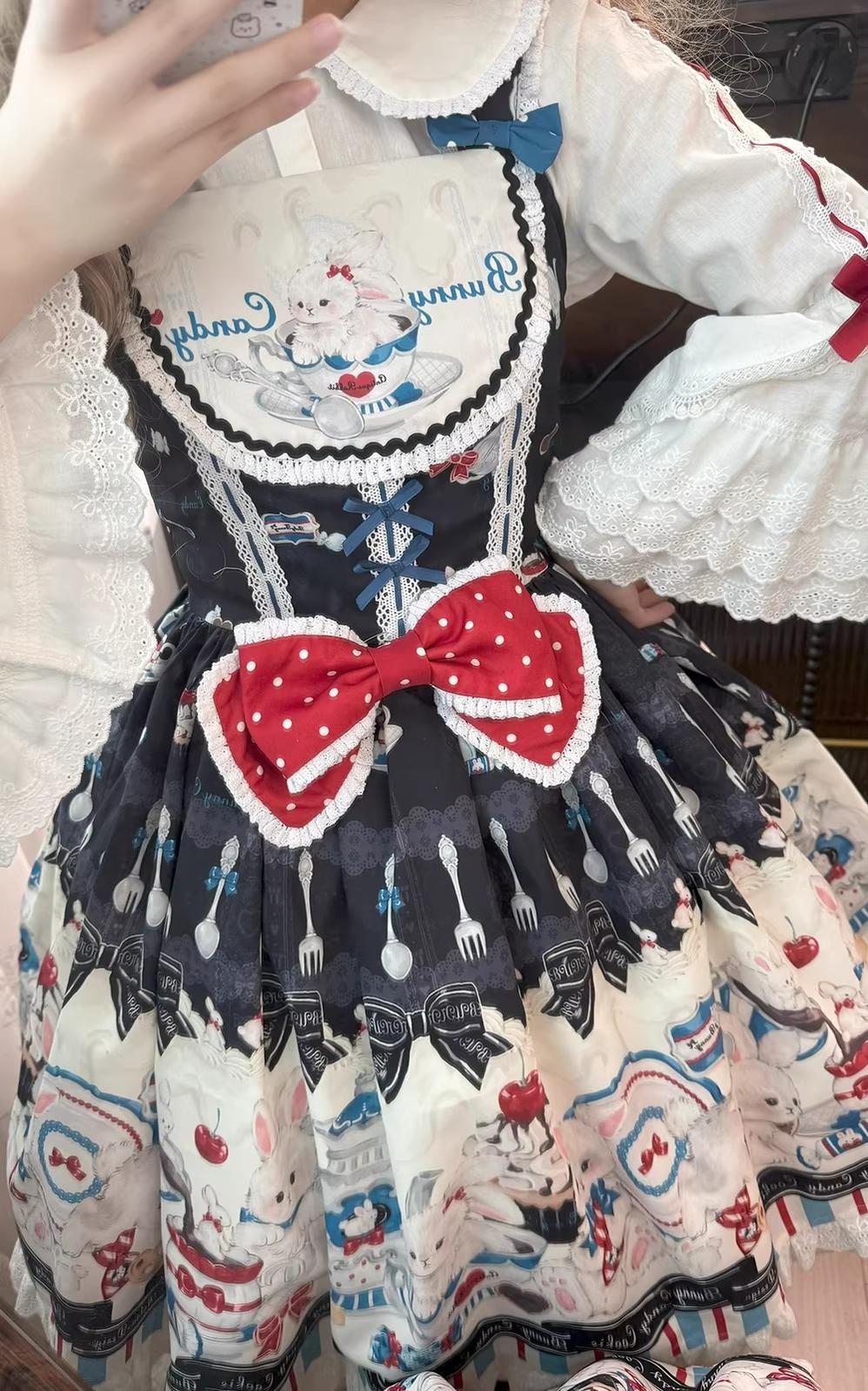 Myth Rabbit Tea Party - Sweet Lolita Dress Set, Bunny Print JSK - Image 23